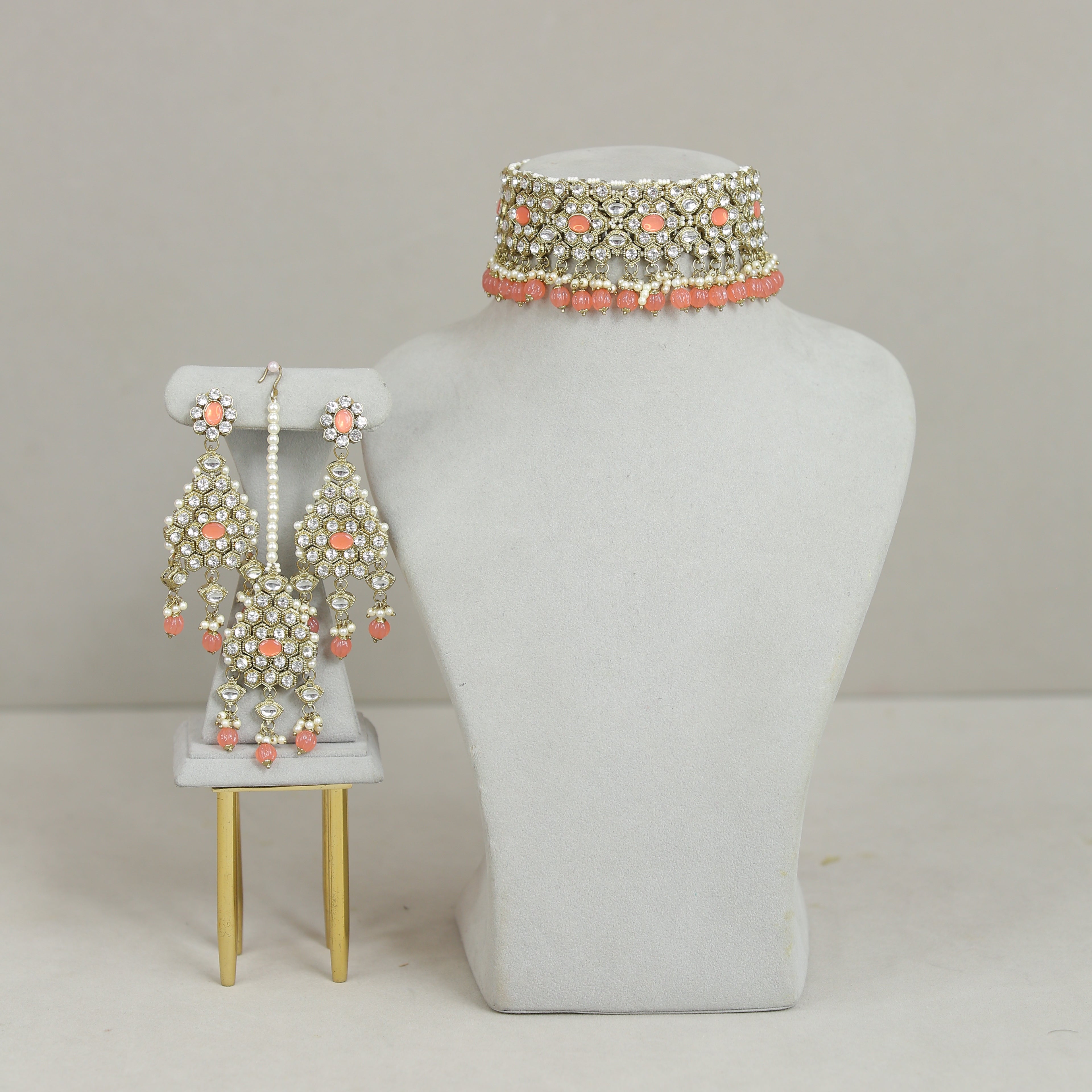 Aditi Stone Jewelry Set - Elegant Necklace, Earrings & Bracelet for Women | Perfect for Weddings, Parties & Special Occasions