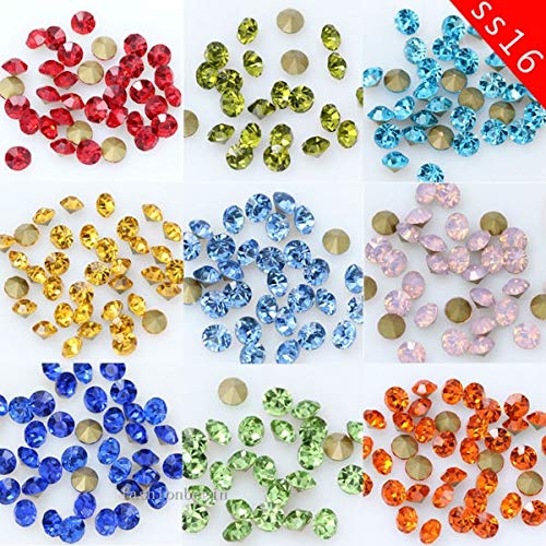 Ochoos 144pcs SS16 4mm Round Pointed Foiled Back Czech Crystal Rhinestones - Clear Faceted Glass Gems for Nail Art, Jewelry Making, DIY Crafts (Perfect for Bridal, Costume, and Home Decor Projects)