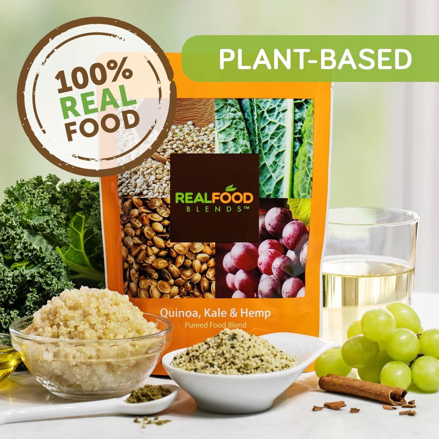 Organic Quinoa, Kale & Hemp Pureed Meals for Tube Feeding - High Protein Plant-Based Nutrition with Vegetables & Fruits - 340 Calorie Meal Replacement for Breakfast, Lunch & Dinner - 9.4 oz (Pack of 12) - Ideal for Elderly Care, Post-Surgery Recovery & Special Dietary Needs