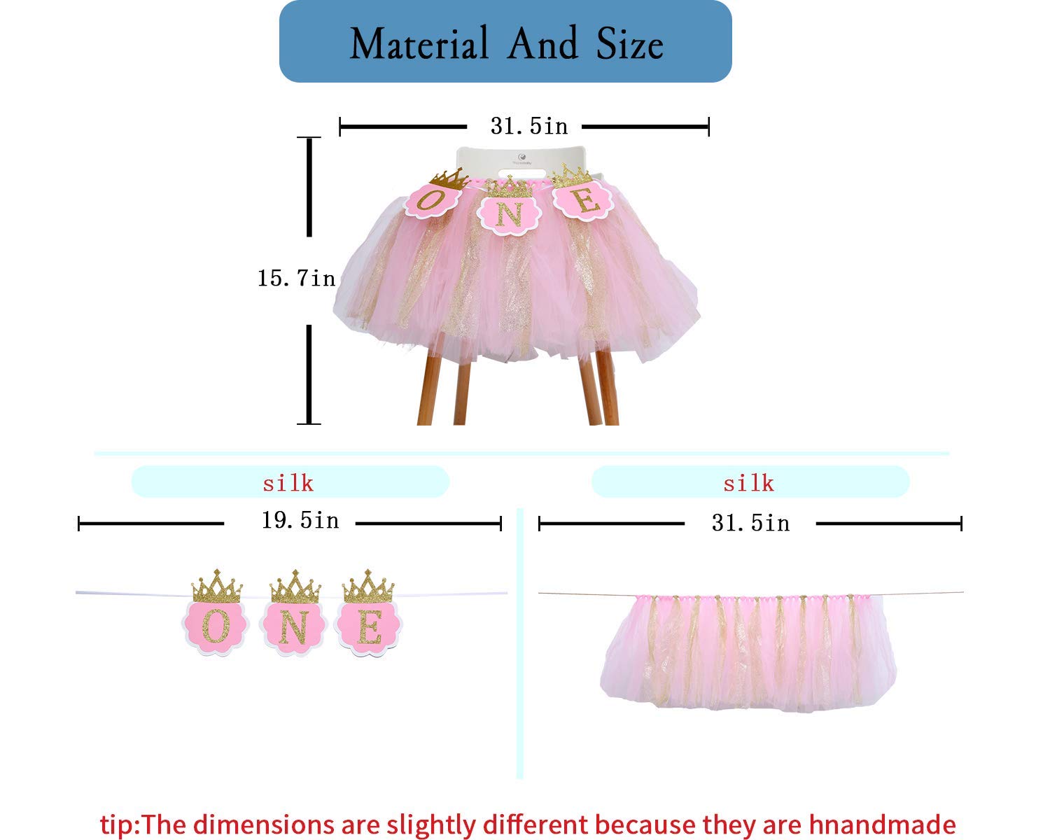 Pink Tutu Highchair Banner for Baby Girl's 1st Birthday Party - Princess Theme Cake Smash Photo Booth Backdrop & Decorations | Perfect for Princess-Themed First Birthday Celebrations, Photoshoots, and Special Memories