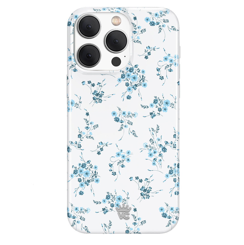 French Blue Floral iPhone Case - Elegant Flower Design Protective Cover for iPhone 13/14/15 - Perfect for Women, Girls & Fashion Lovers - Ideal for Daily Use, Travel & Gifts