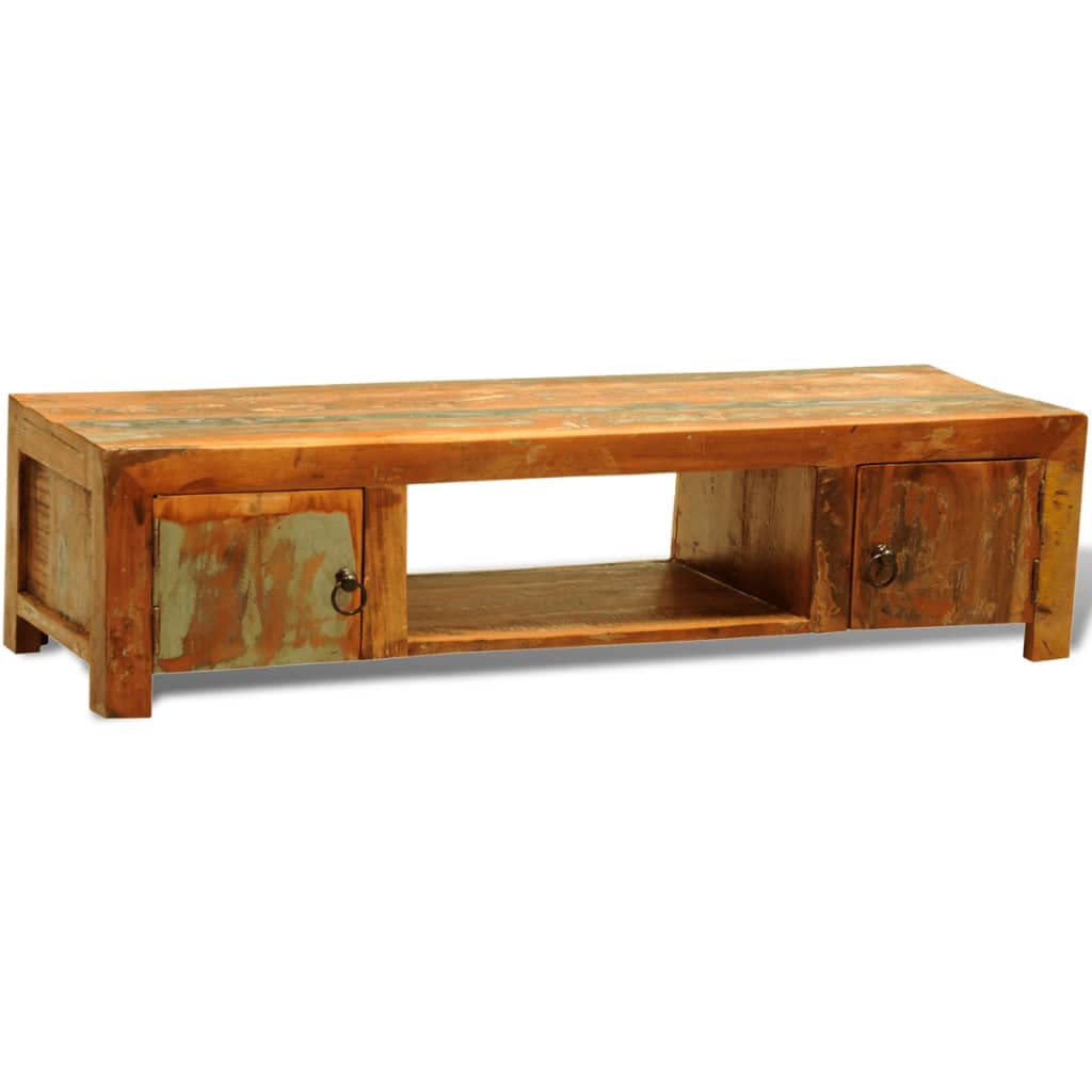 Rustic Reclaimed Wood TV Stand with 2 Doors - Vintage Style Entertainment Center for Living Room, Bedroom & Home Theater