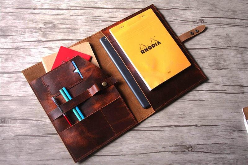 Premium Genuine Leather Men's Padfolio - Professional Document Holder & Business Portfolio Organizer for Office, Meetings, and Corporate Gifts
