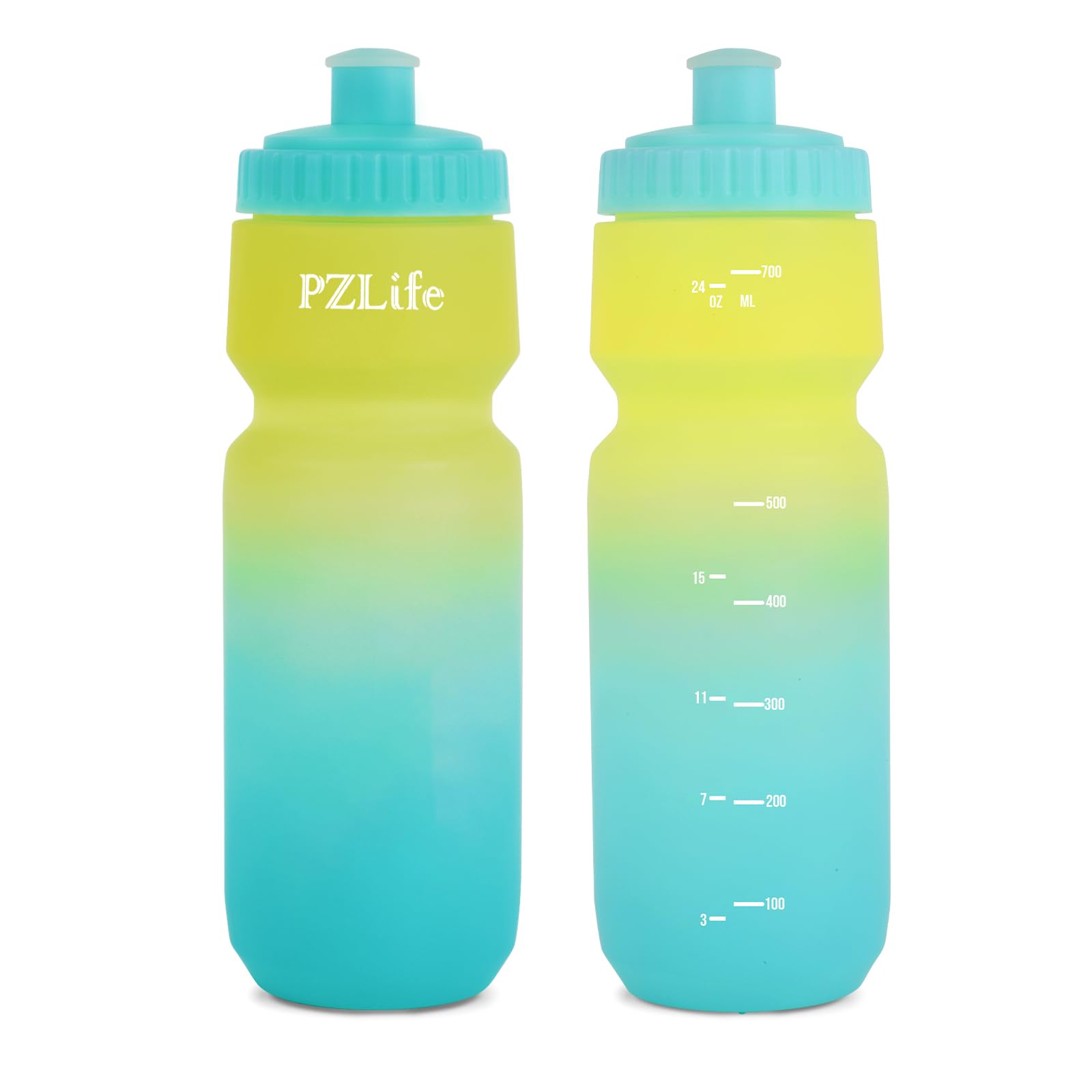 24oz Bike Squeeze Water Bottle with Pull Top Lid - Leakproof, BPA Free, Easy Squeeze Sports Water Bottle for Cycling, Running, Hiking, Gym & Outdoor Activities - Perfect for Hydration During Exercise and Fitness Training