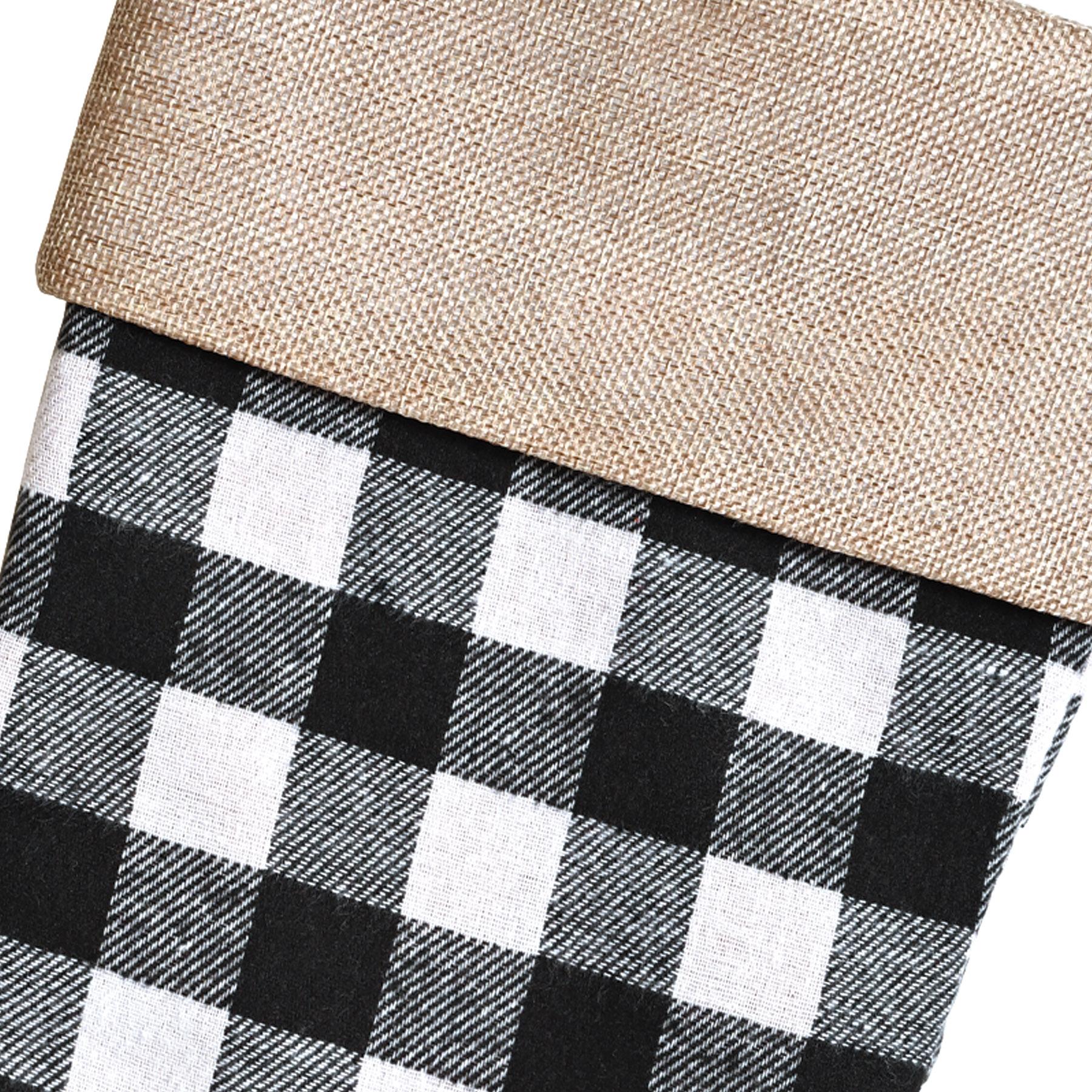 12 Pack Beistle Christmas Black and White Plaid Stockings - Festive Holiday Decor for Fireplace Mantel, Tree, and Party Decorations