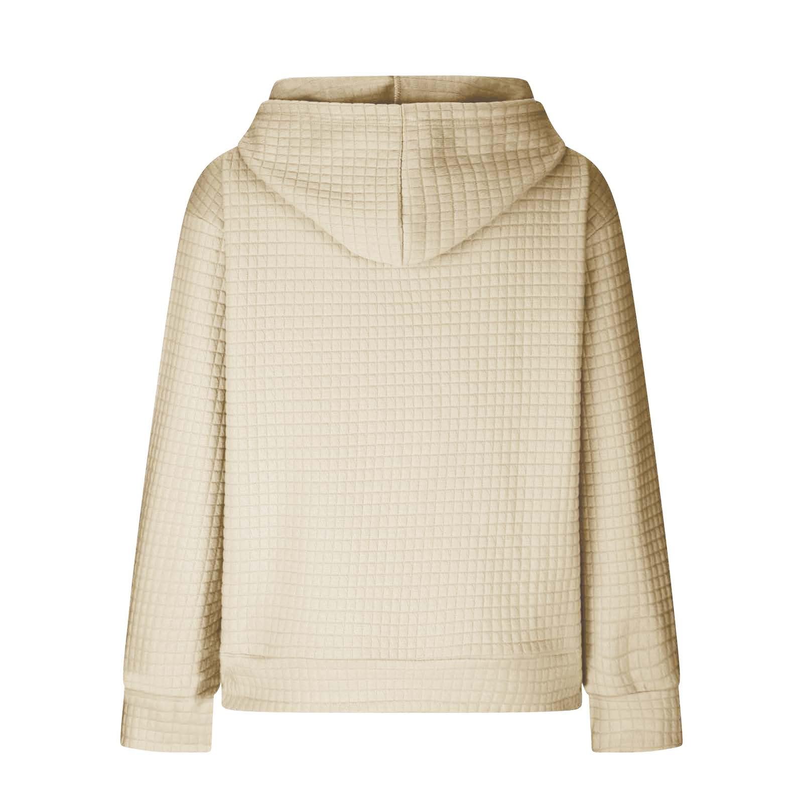 Women's Casual Waffle Knit Hoodie - Drawstring Pullover Sweatshirt | Fall Fashion 2024 Trendy Loose Fit Comfy Clothes | Perfect for Autumn Outings, Coffee Dates & Cozy Loungewear