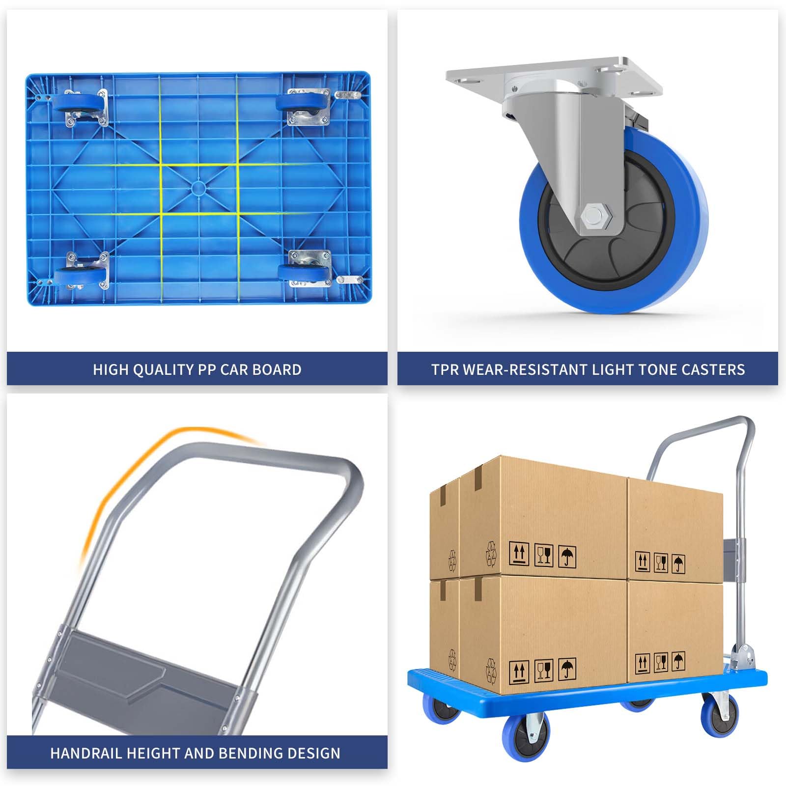 Heavy Duty Foldable Platform Truck Dolly - 400lbs Capacity Moving Cart with 28.7x18.5x33.4 Inch Flatbed | Warehouse Utility Hand Truck for Groceries, Packages & Home Moving | Ideal for Retail Stores, Logistics & Industrial Use