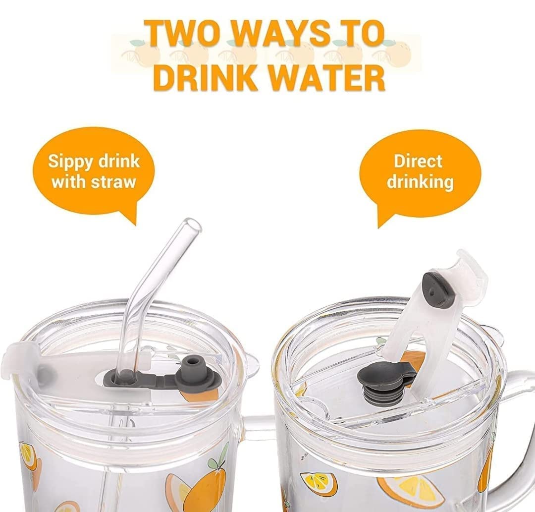 PrimeWorld 350ml Cartoon Printed Baby Sipper Mug with Straw & Lid - BPA-Free Milk, Juice, Water, Shakes Measuring Cup for Kids & Toddlers - Perfect for Home, School, Travel & Outdoor Activities