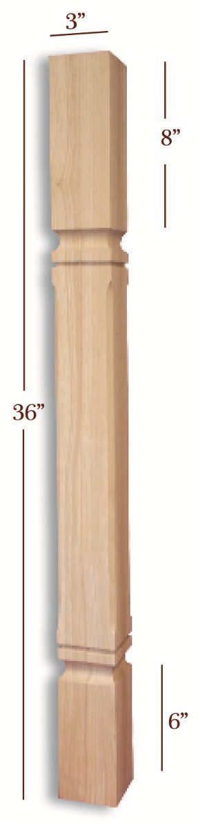 Small Chamfered Mission Island Leg - Solid Wood Table Legs for DIY Furniture, Kitchen Islands & Countertops - Perfect for Home Renovation & Woodworking Projects