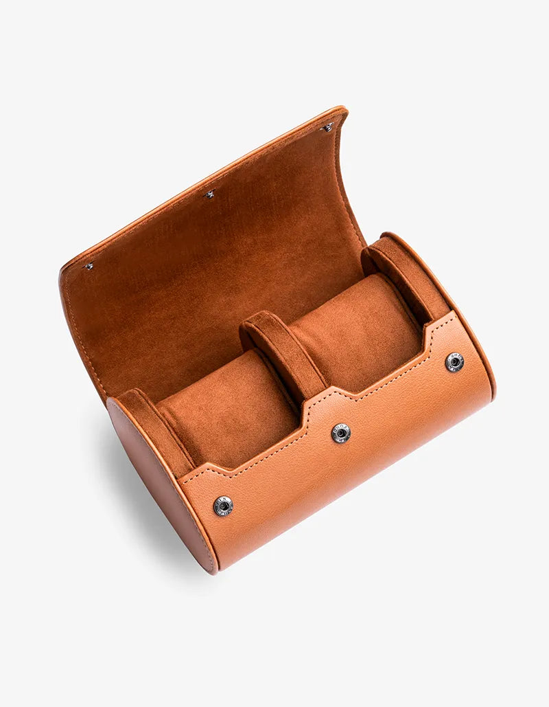 Premium 2 Slot Leather Watch Roll for Men - Travel Watch Case Organizer | Perfect for Business Trips, Vacations & Watch Collection Storage