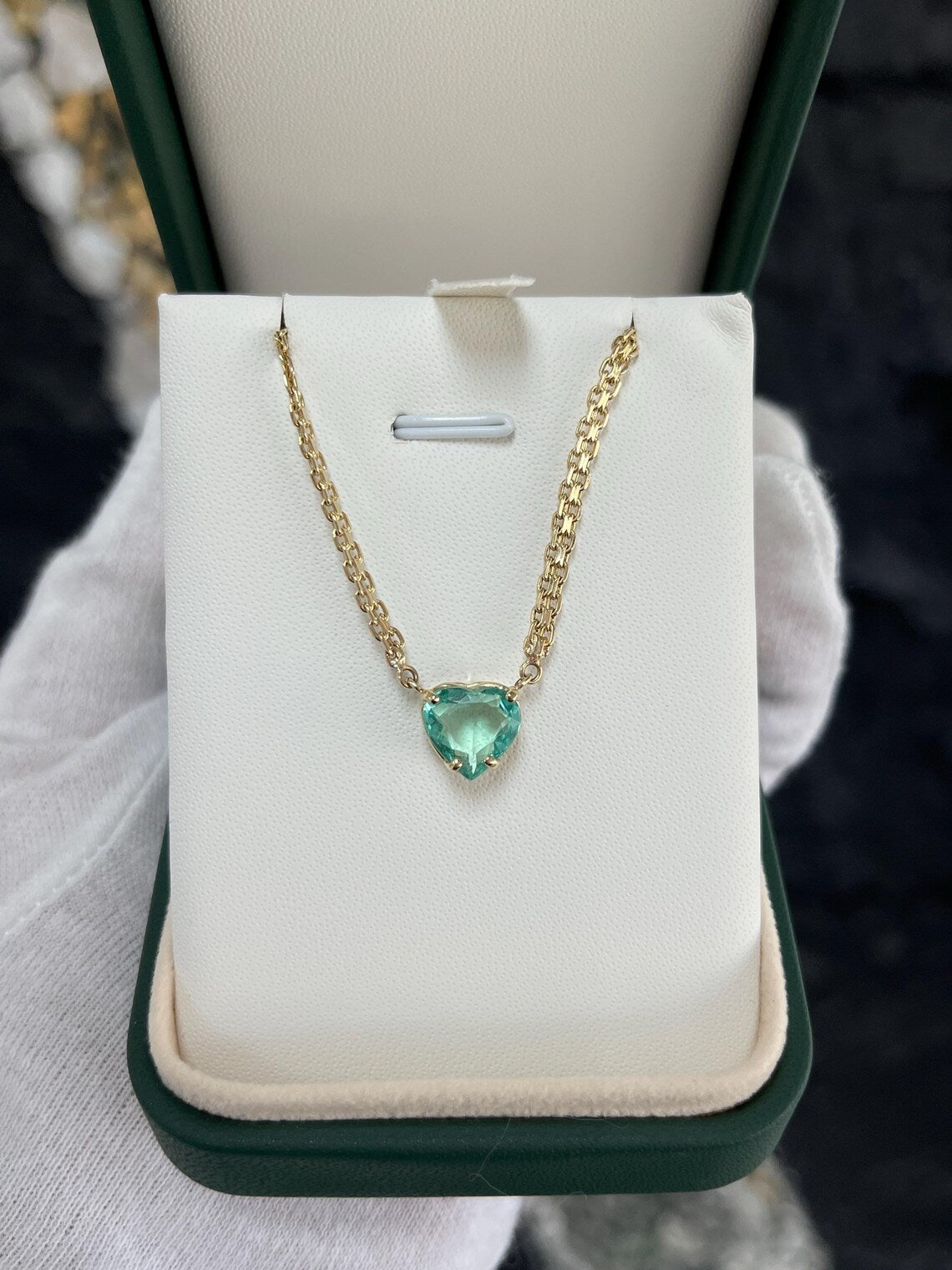 2.19 Carat Heart Cut Colombian Emerald Pendant Necklace - 18K Gold Plated Sterling Silver Jewelry for Women - Perfect Gift for Anniversary, Valentine's Day & Special Occasions