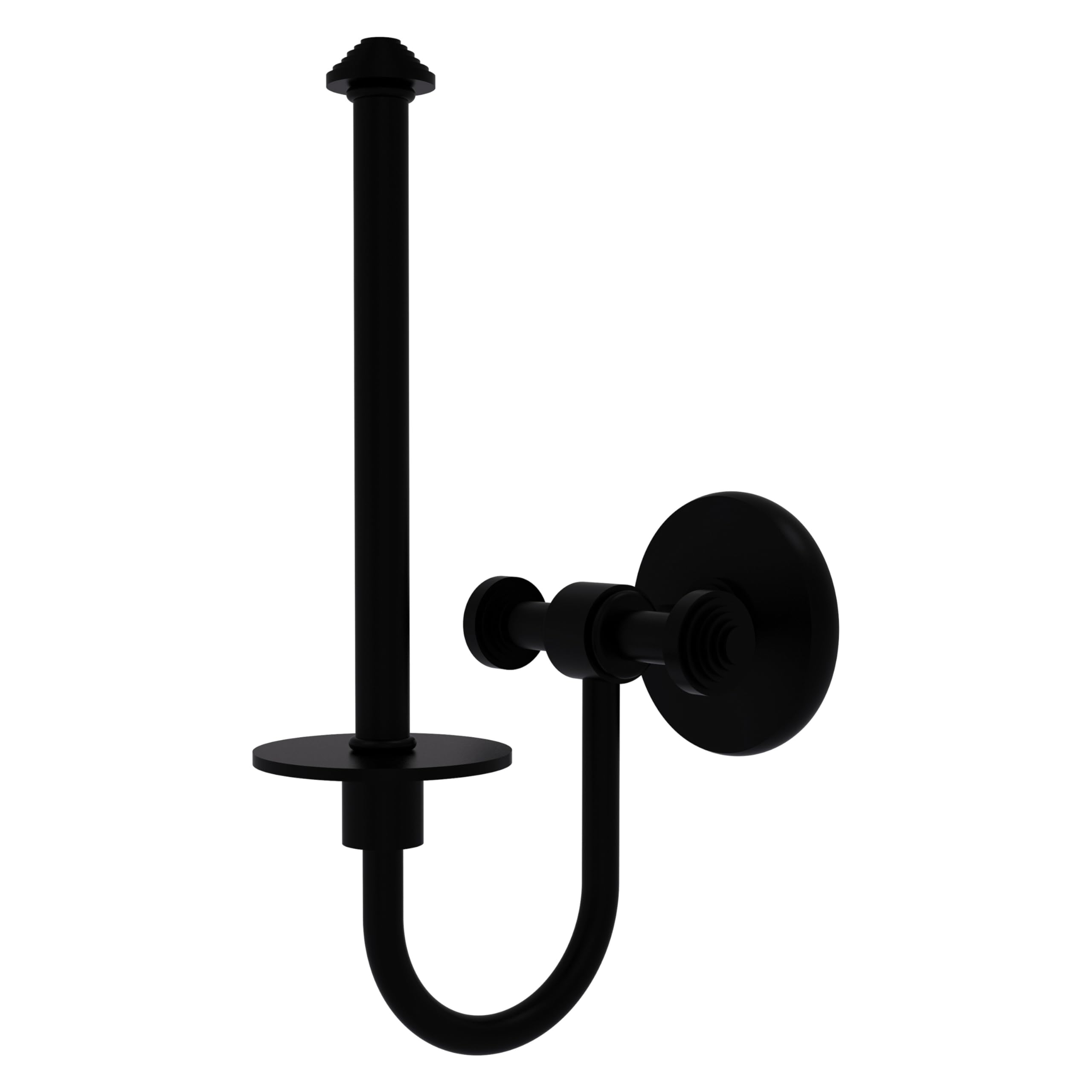 Allied Brass SB-24U-BKM Matte Black Upright Toilet Paper Holder - Southbeach Collection - Modern Bathroom Tissue Dispenser for Home, Office & Restrooms