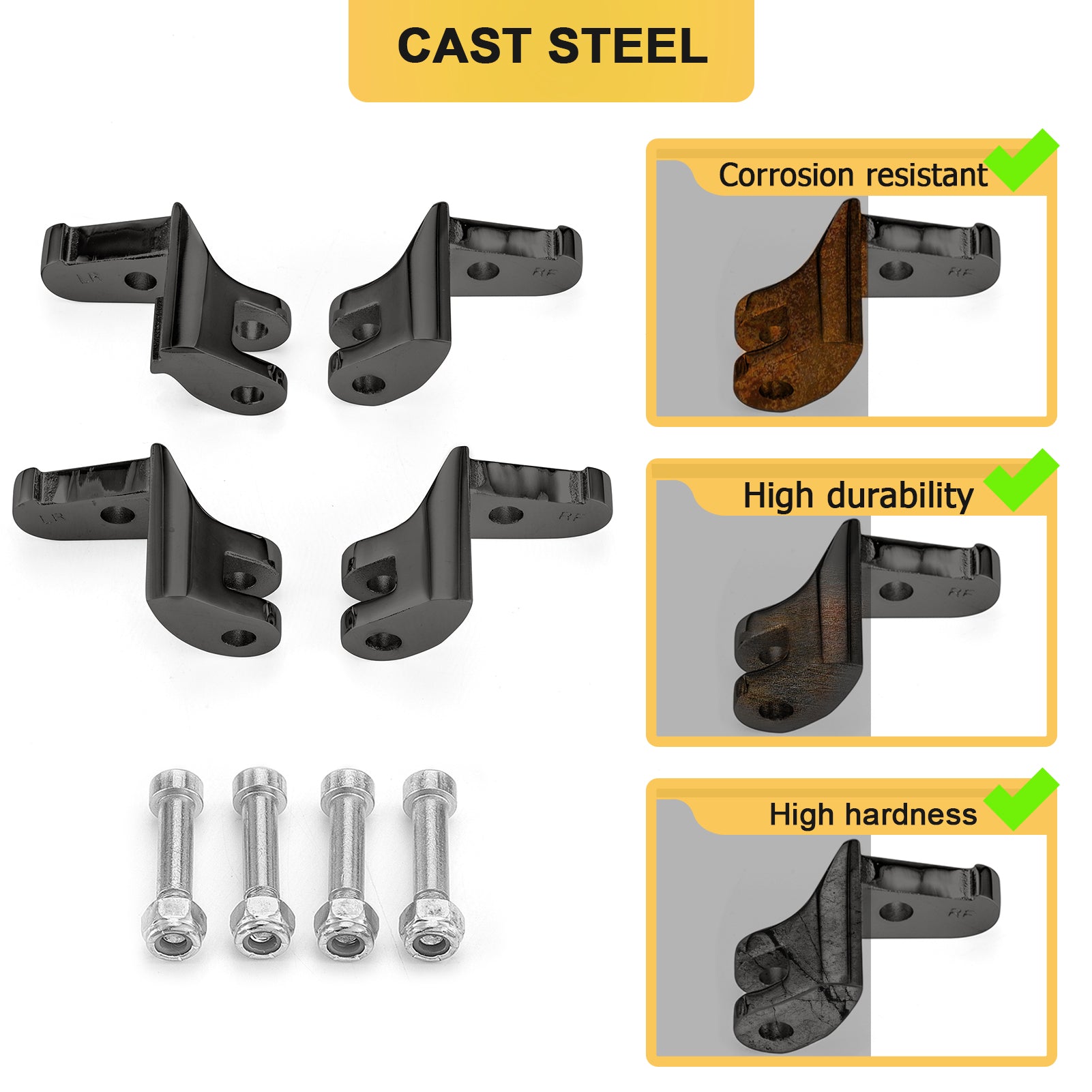 2017-2025 Harley Touring Road King & Street Glide Steel Driver Floorboard Relocation Brackets - Heavy Duty Motorcycle Footpeg Extenders for Improved Riding Comfort & Control