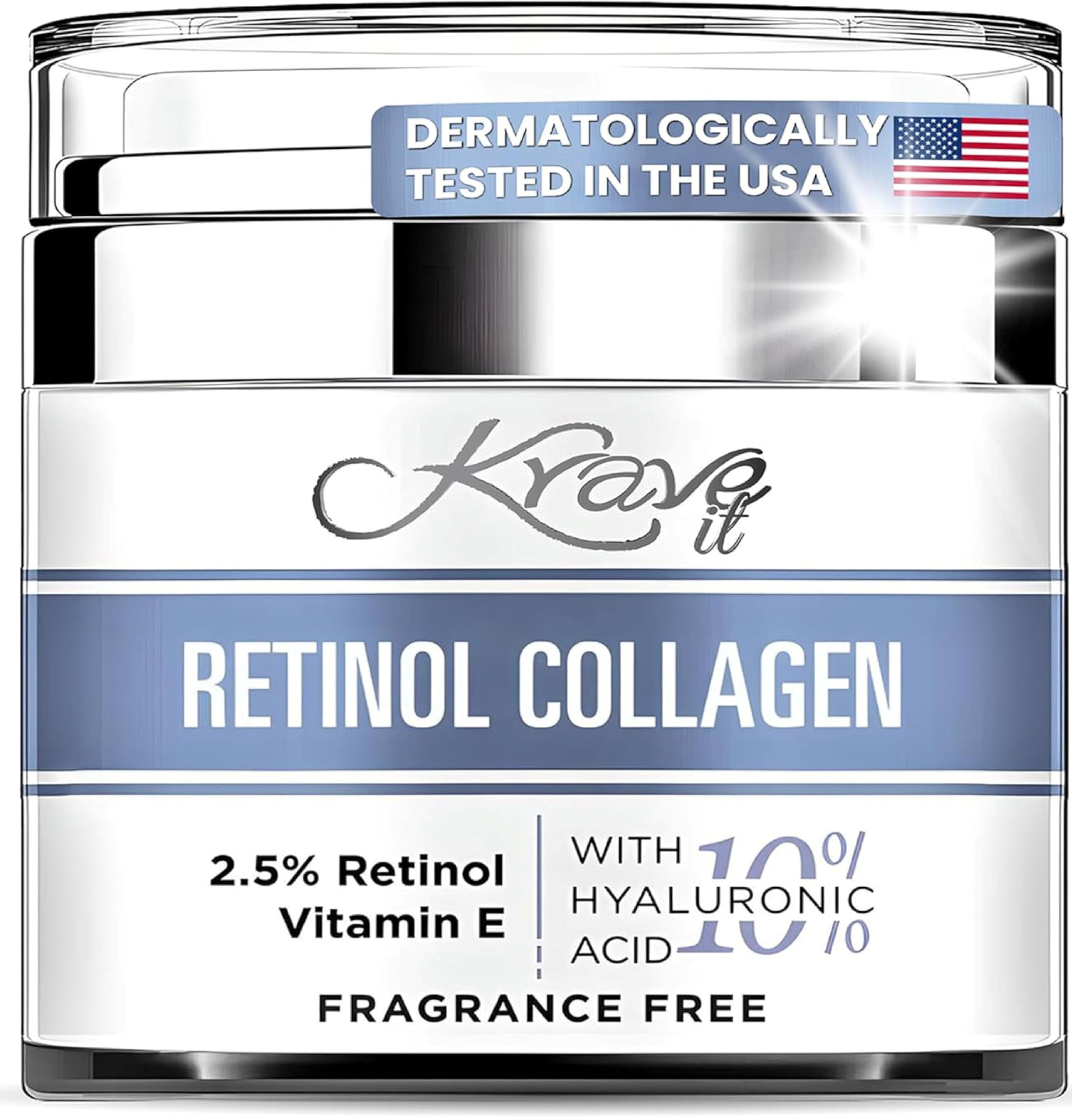 Best Retinol Cream for Face - Anti Aging Moisturizer with Vitamin E, B5 & Hyaluronic Acid | Wrinkle Reduction & Collagen Boost for Women & Men | Day & Night Face Cream 1.7oz | Perfect for Dry Skin & Fine Lines Treatment
