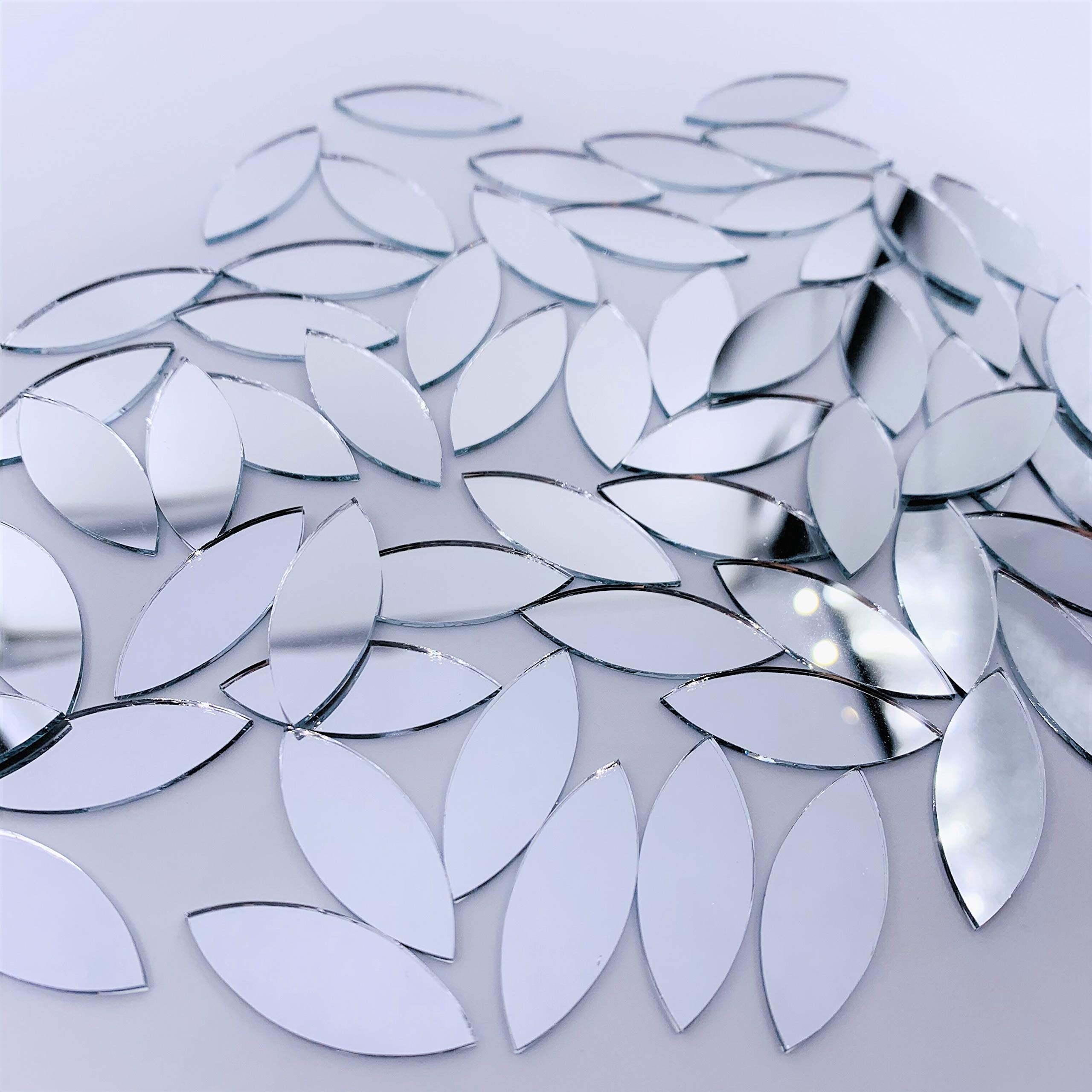150pcs Silver Petal Shaped Mirror Mosaic Tiles for DIY Crafts, Home Decor, Wall Art & Wedding Decorations - Perfect for Mosaic Projects, Mirror Walls, and Creative Art Designs