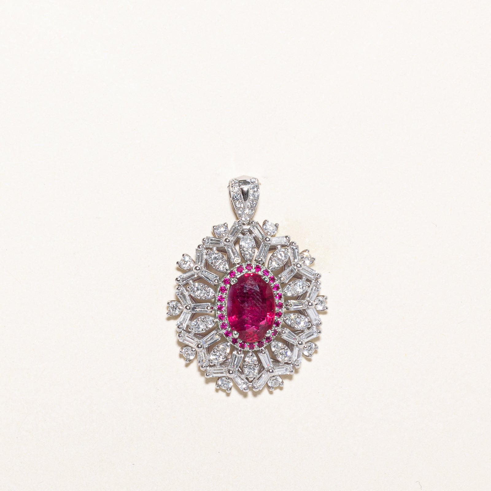 Natural GRS Certified Unheated Ruby and Diamond Cocktail Ring & Pendant Set - 2.16ct Ruby & 1.55ctw Diamonds - Size 6.5 - Elegant Jewelry for Evening Parties, Weddings & Special Occasions
