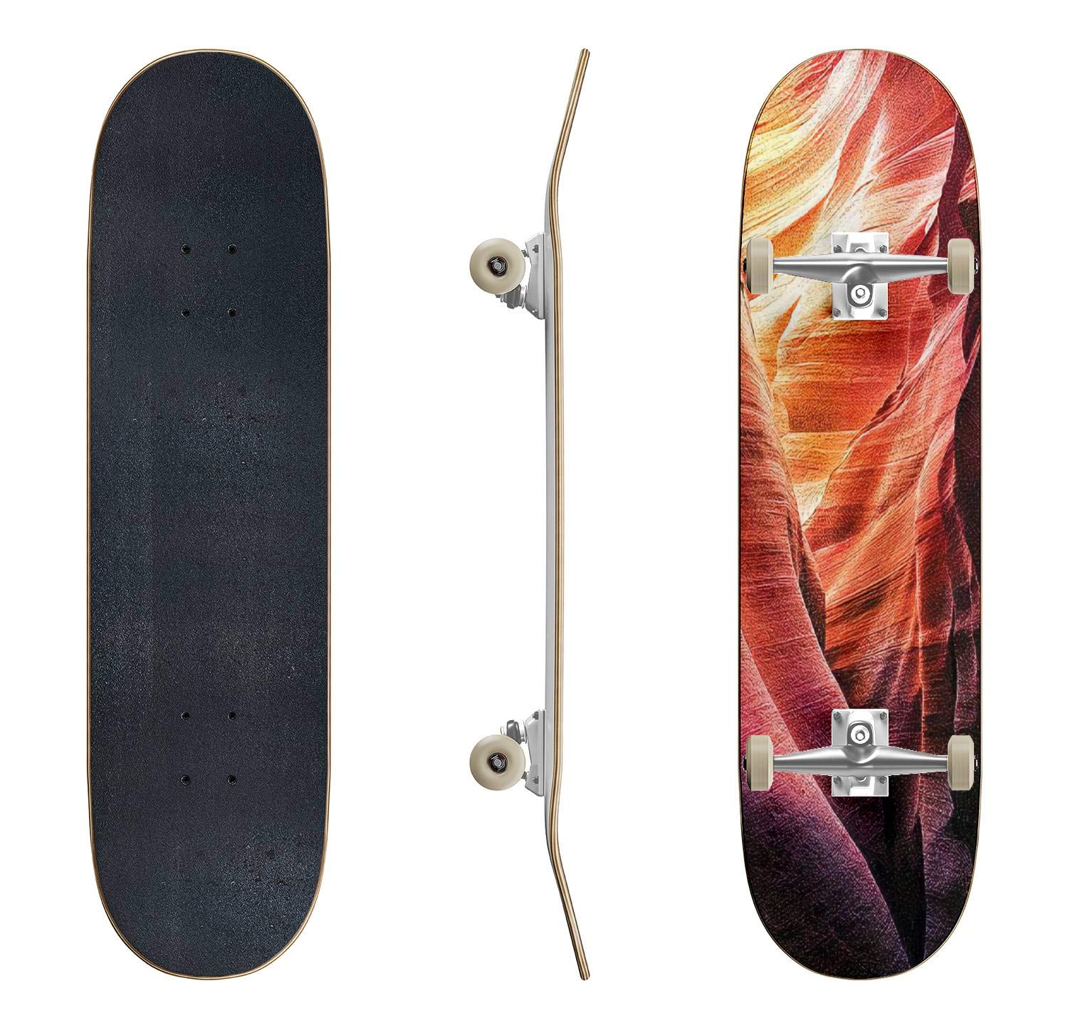 EFTOWEL Colorful Antelope Canyon Vector Skateboard - Classic Concave Longboard for Beginners & Pros | Extreme Sports Gear, Cool Teen Gifts for Skate Parks & Street Riding