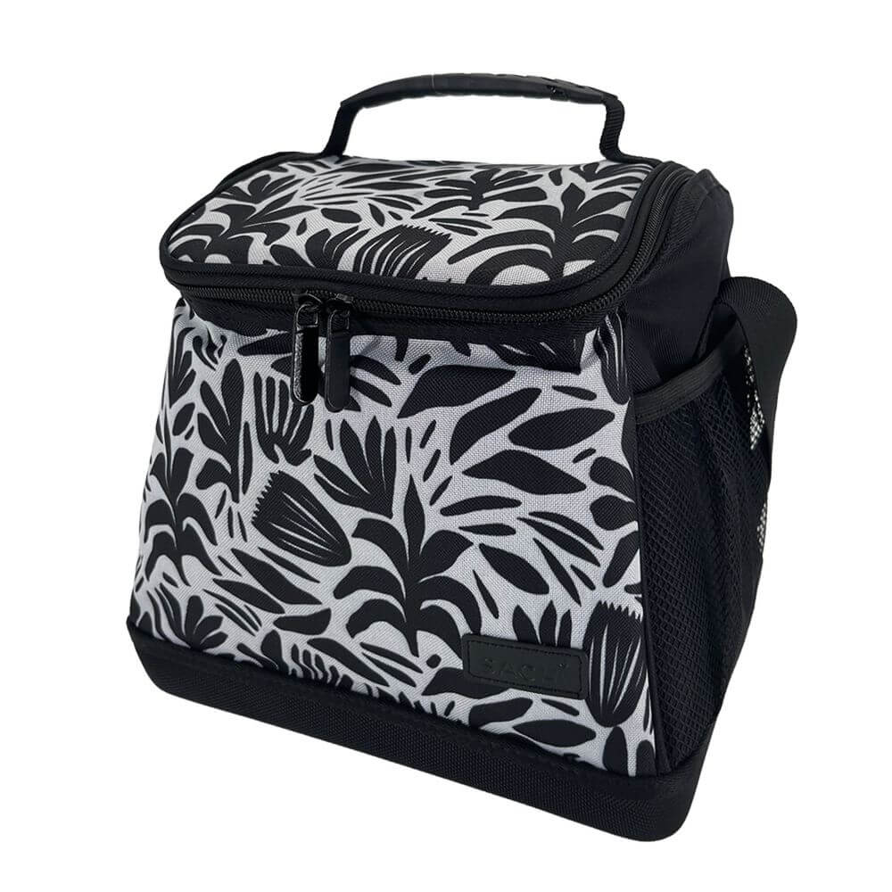 Sachi 12L Insulated Cooler Bag - Monochrome Blooms Design, Leakproof & Durable for Picnics, Beach Trips, Camping & Outdoor Adventures