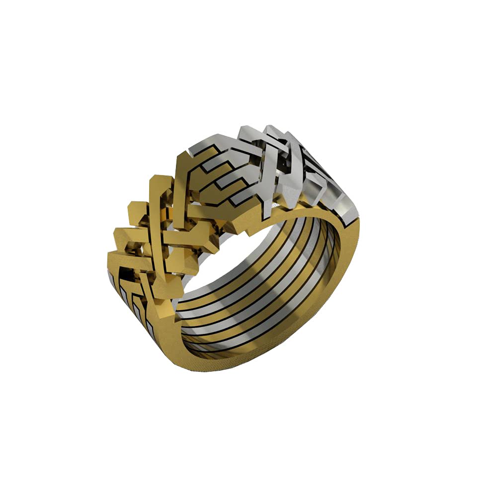 14K Gold Plated 925 Sterling Silver Dual Tone Puzzle Ring - Interlocking Knot Design for Women & Men - Perfect Gift for Him, Her, Dad - Available in All Sizes - Ideal for Anniversaries, Weddings & Special Occasions