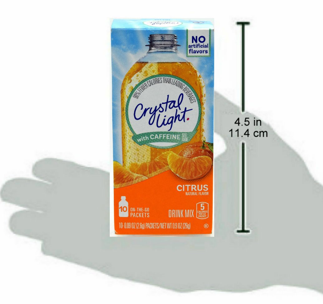 Crystal Light On The Go Citrus with Caffeine Drink Mix - 10 Packets per Box (Pack of 26) - Refreshing Energy Boost for Workouts, Hiking & Travel