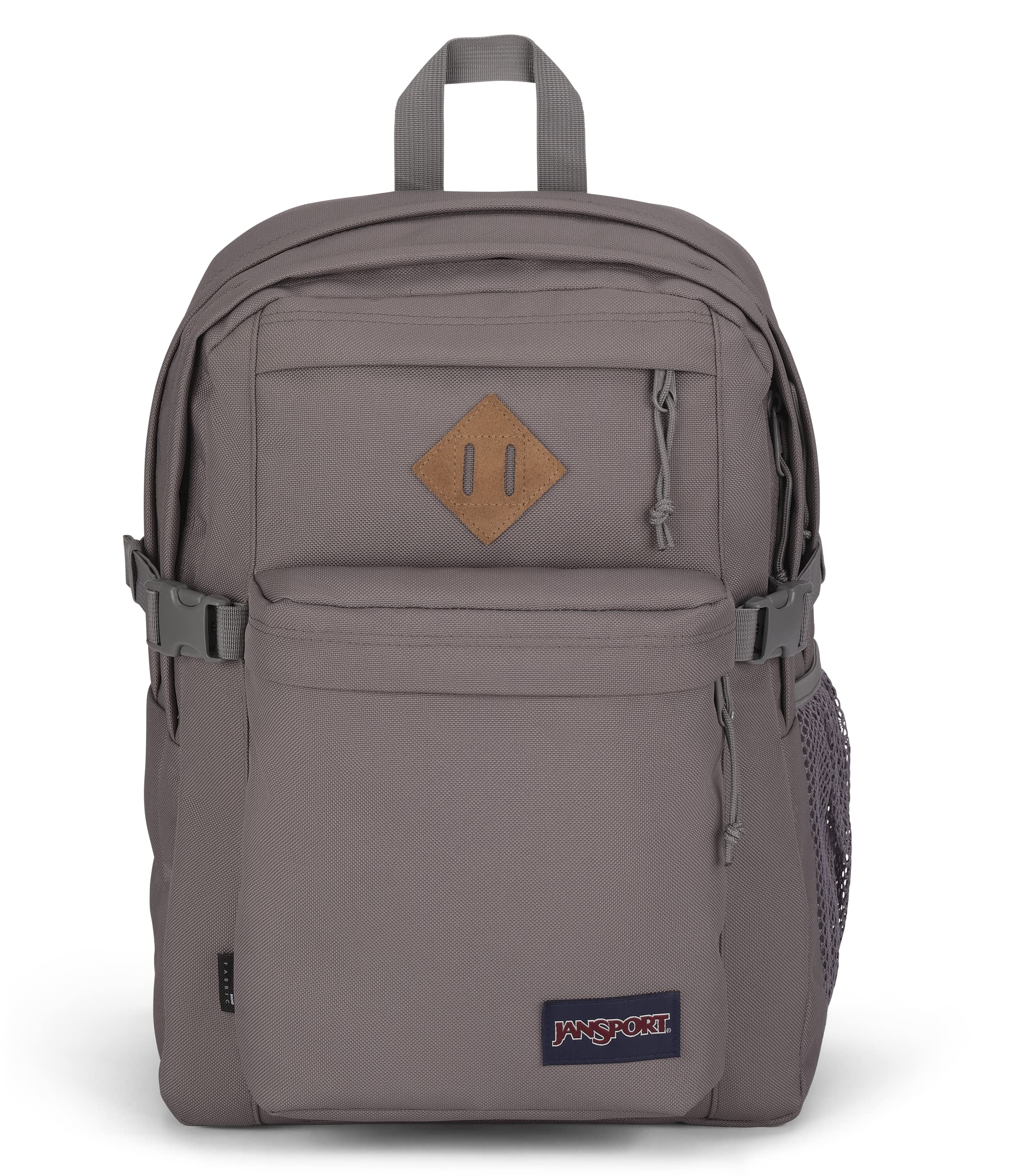 JanSport Main Campus FX Backpack - Durable 15-Inch Laptop Backpack with Leather Trim for School, Travel & Work | Graphite Grey | Perfect for College Students, Commuters & Business Professionals