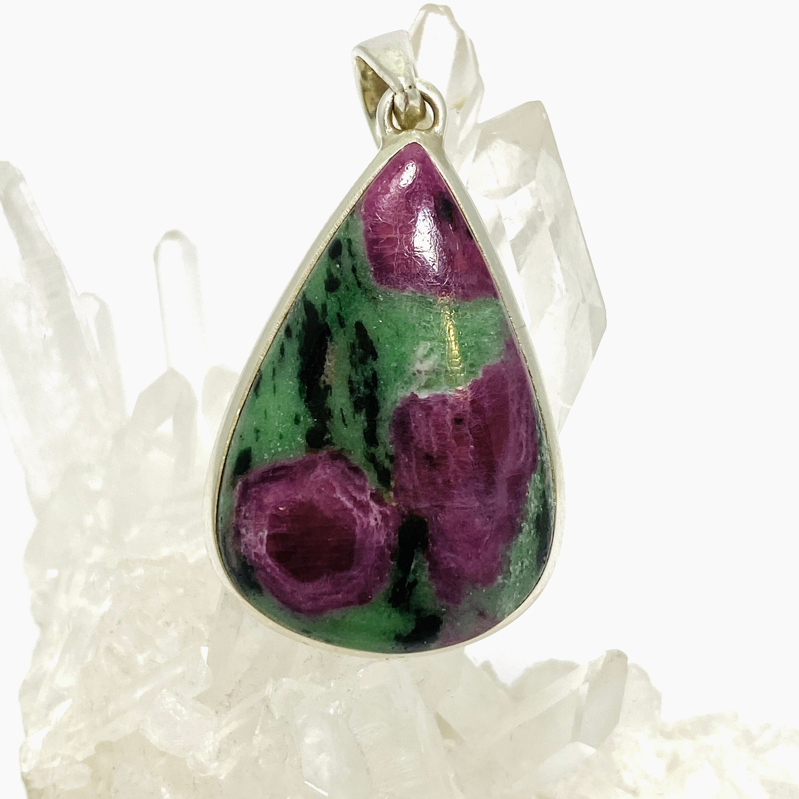 Natural Ruby Zoisite Teardrop Cabochon Pendant - Handmade Gemstone Jewelry PPGJ987 | Perfect for Healing Crystal Necklaces & Spiritual Gifts