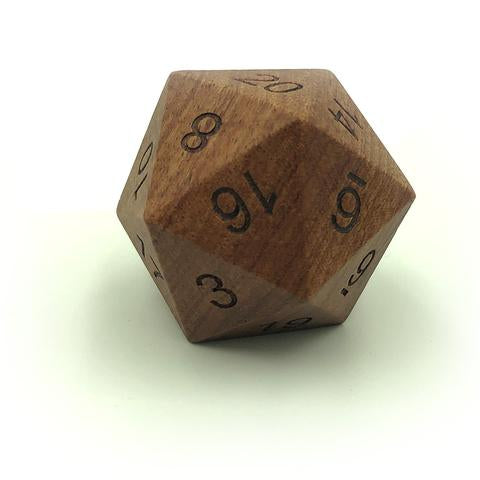 35mm Oversized Wooden Single D20 Dice for Dungeons & Dragons, RPG Gaming, and Tabletop Board Games - Perfect for Collectors and Game Enthusiasts