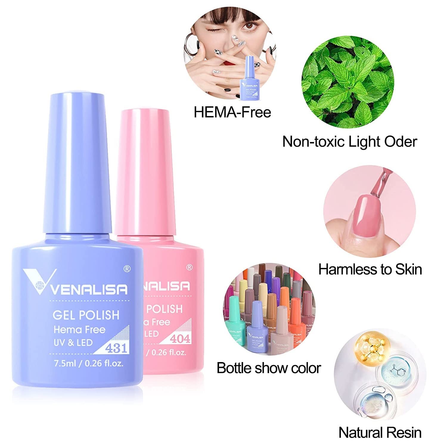 VENALISA #415 Gel Nail Polish - 7.5ml Soak Off UV LED Nail Gel for Manicure & Nail Art - Salon Quality Long Lasting Polish - Requires UV/LED Light to Cure - Perfect for Home DIY & Professional Salon Use