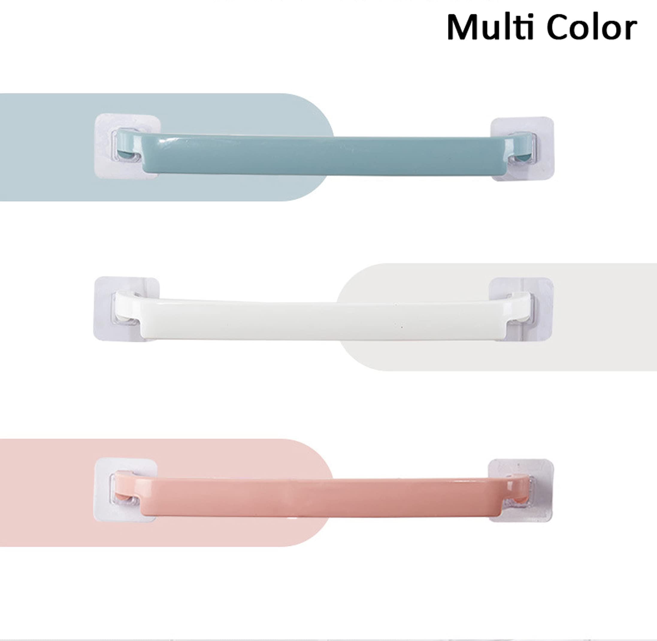 XIBO Self-Adhesive Wall Mounted Towel Rack - Plastic Bathroom Shelf & Hanger Organizer for Kitchen, Bathroom - Multi Color (2 Pack) - Perfect for Small Spaces, Apartments & Dorm Rooms