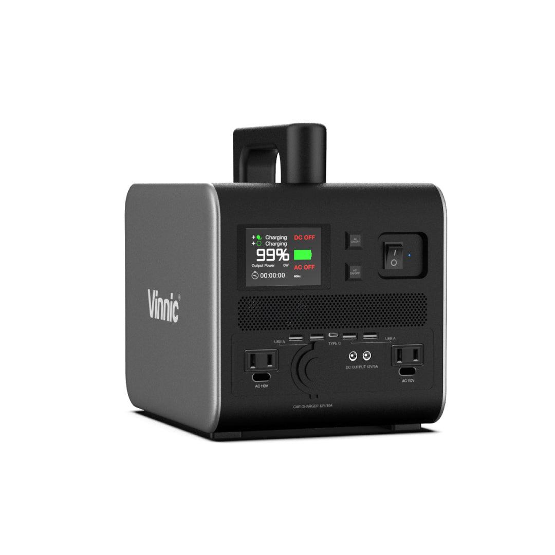Vinnic PS700W 512Wh 160,000mAh Lithium Iron Phosphate (LFP) Portable Power Station - Solar Generator for Camping, RV Trips, Emergency Backup & Outdoor Adventures
