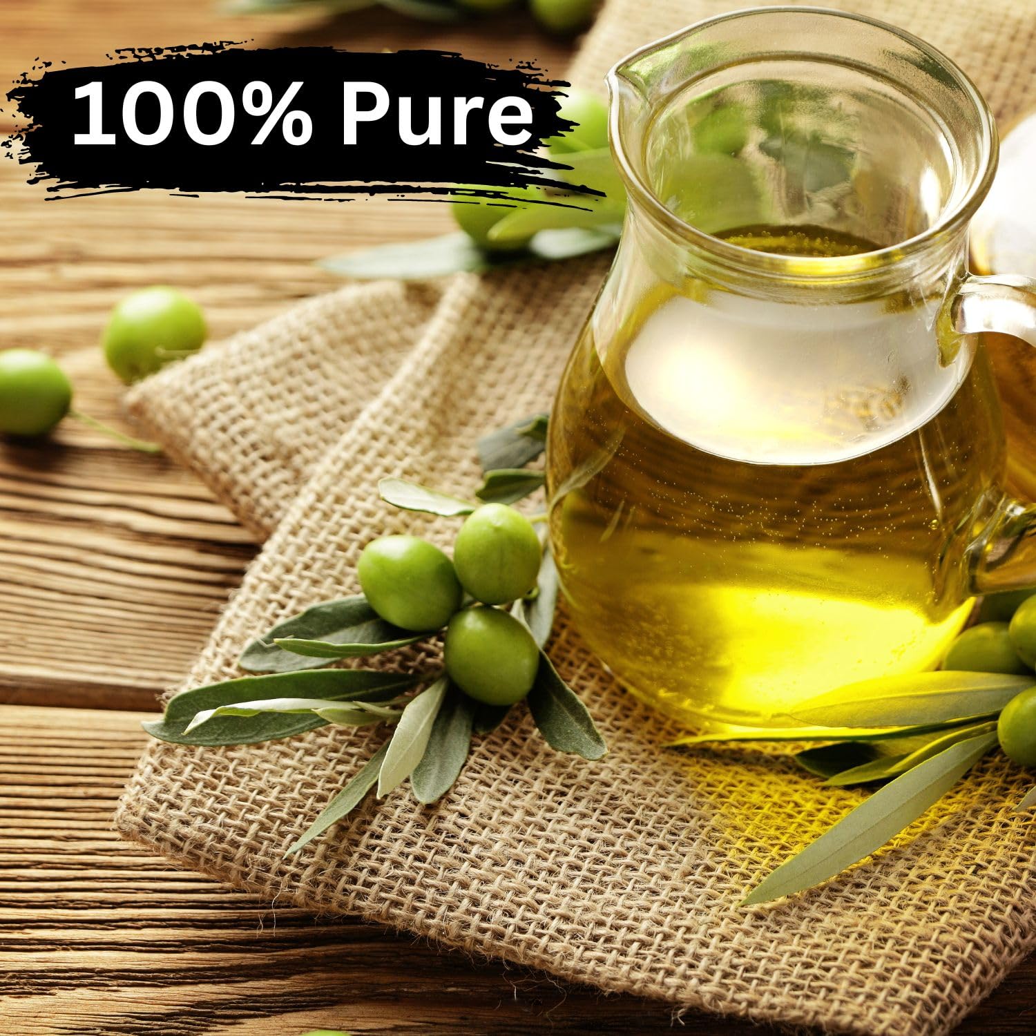 Aroma Treasures Pure Olive Oil with Vitamin E - 200ml Cold Pressed Extra Virgin for Skin Care, Hair Growth & Massage - Natural Moisturizer for Face, Body & Scalp