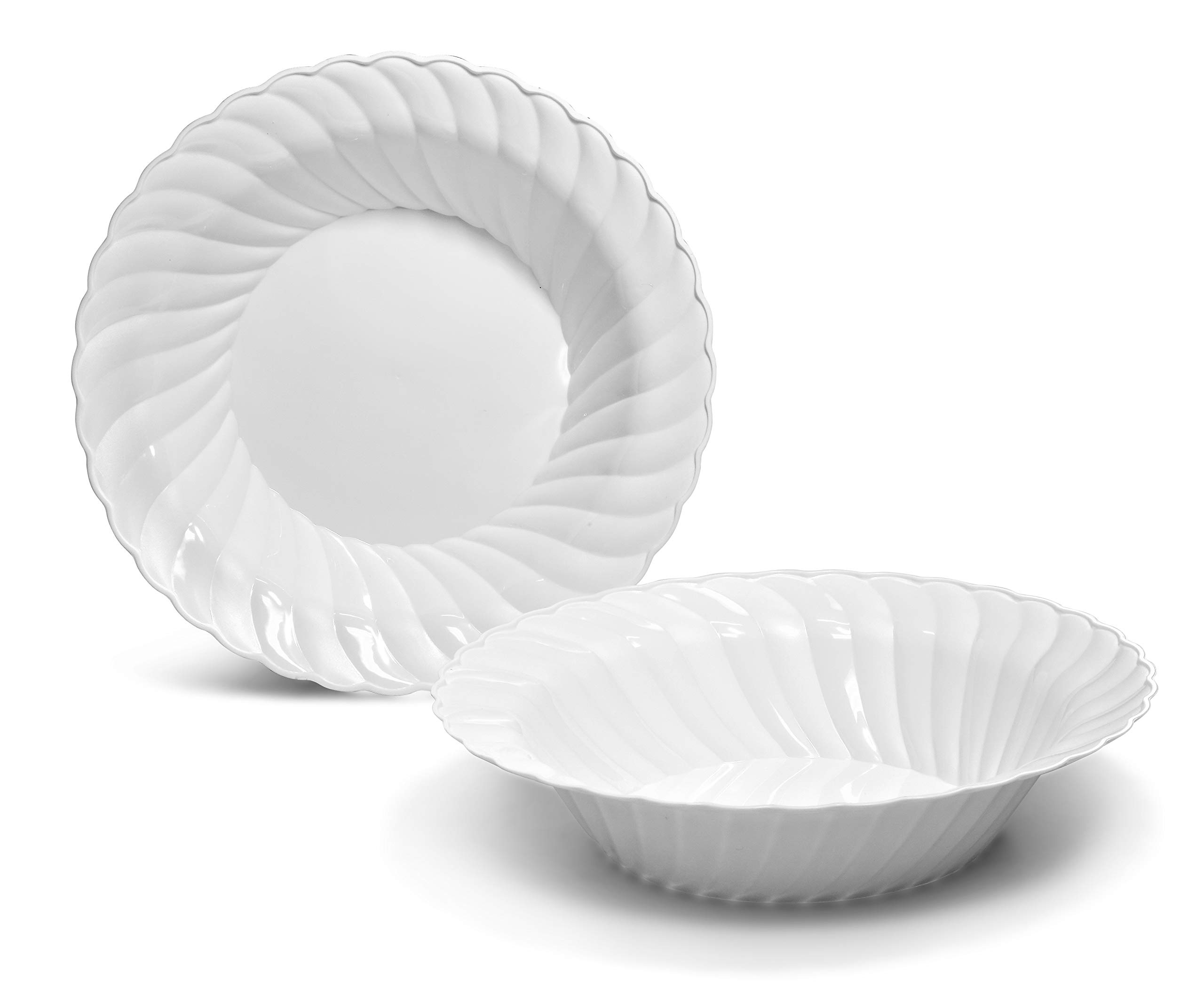 240 Pack Heavyweight Disposable Plastic Bowls - 12oz White Blossom Design Soup Bowls for Wedding, Party & Catering | Durable Party Supplies for Events, Picnics & Family Gatherings