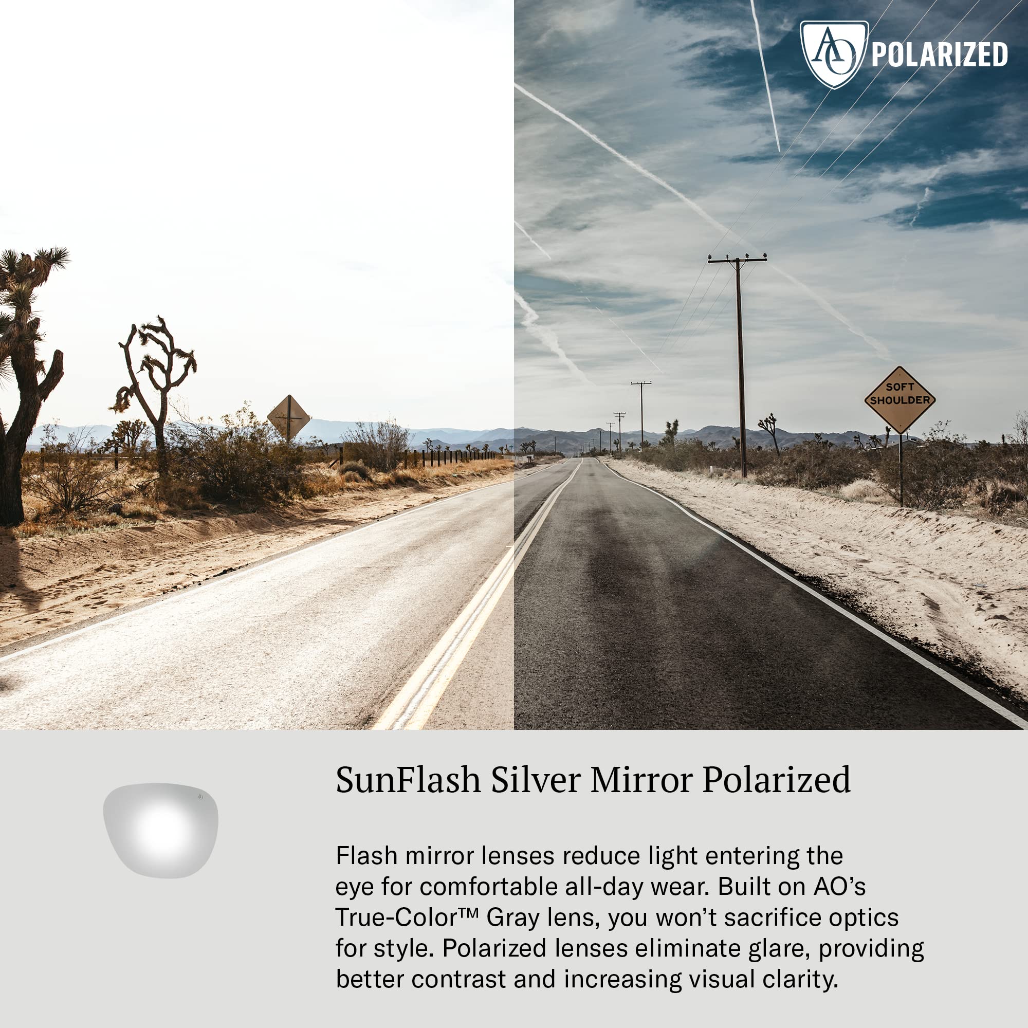 AO Original Pilot Sunglasses - Polarized Mirrored Aviator Glasses with Bayonet Temple - UV Protection for Driving, Flying & Outdoor Activities