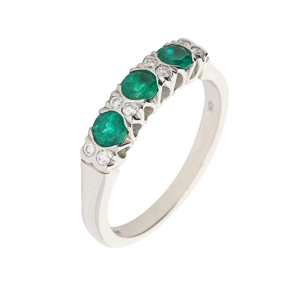 Platinum Emerald and Diamond Ring for Women - Elegant 14K Gold Wedding, Engagement, Anniversary Jewelry Gift - Perfect for Special Occasions