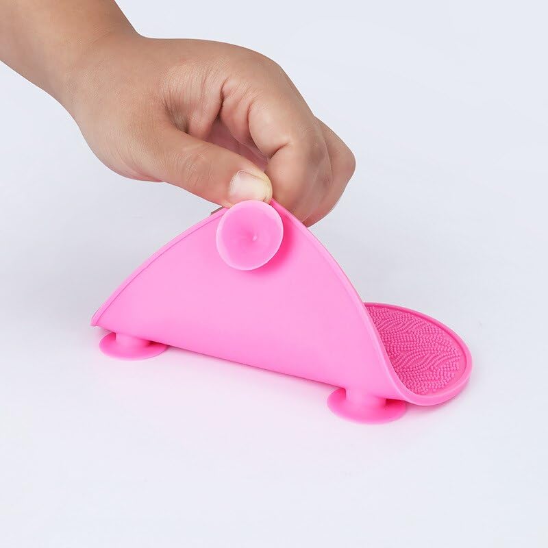 KIRA Heart Shaped Silicone Makeup Brush Cleaning Mat - Foundation Brush Cleaner, Silicone Washing Tool for Makeup Brushes - Perfect for Women & Girls (Salmon Pink) | Ideal for Daily Makeup Brush Cleaning & Travel Beauty Essentials