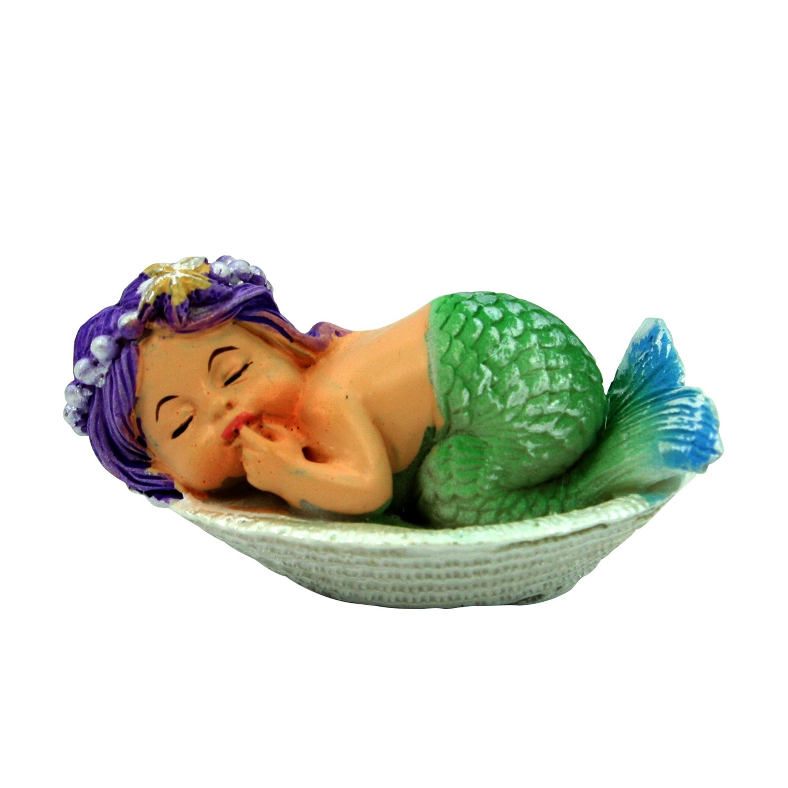 Mini Sleeping Baby Mermaid Figurine with Green Tail - Cute Collectible for Home Decor, Gift Idea for Mermaid Lovers & Nursery Room Decoration