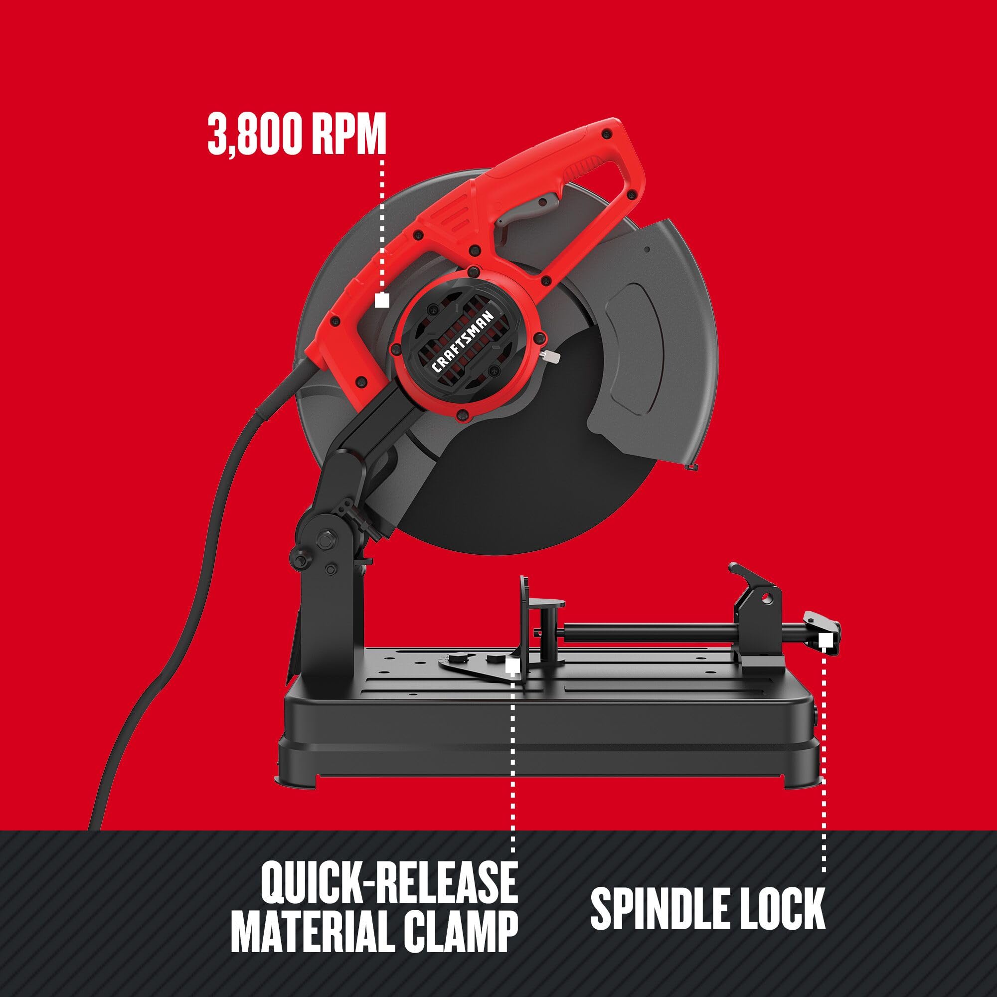 CRAFTSMAN 14-Inch 15-Amp Corded Chop Saw (CMEM2500) - Heavy-Duty Metal & Wood Cutting for DIY Projects & Construction Work