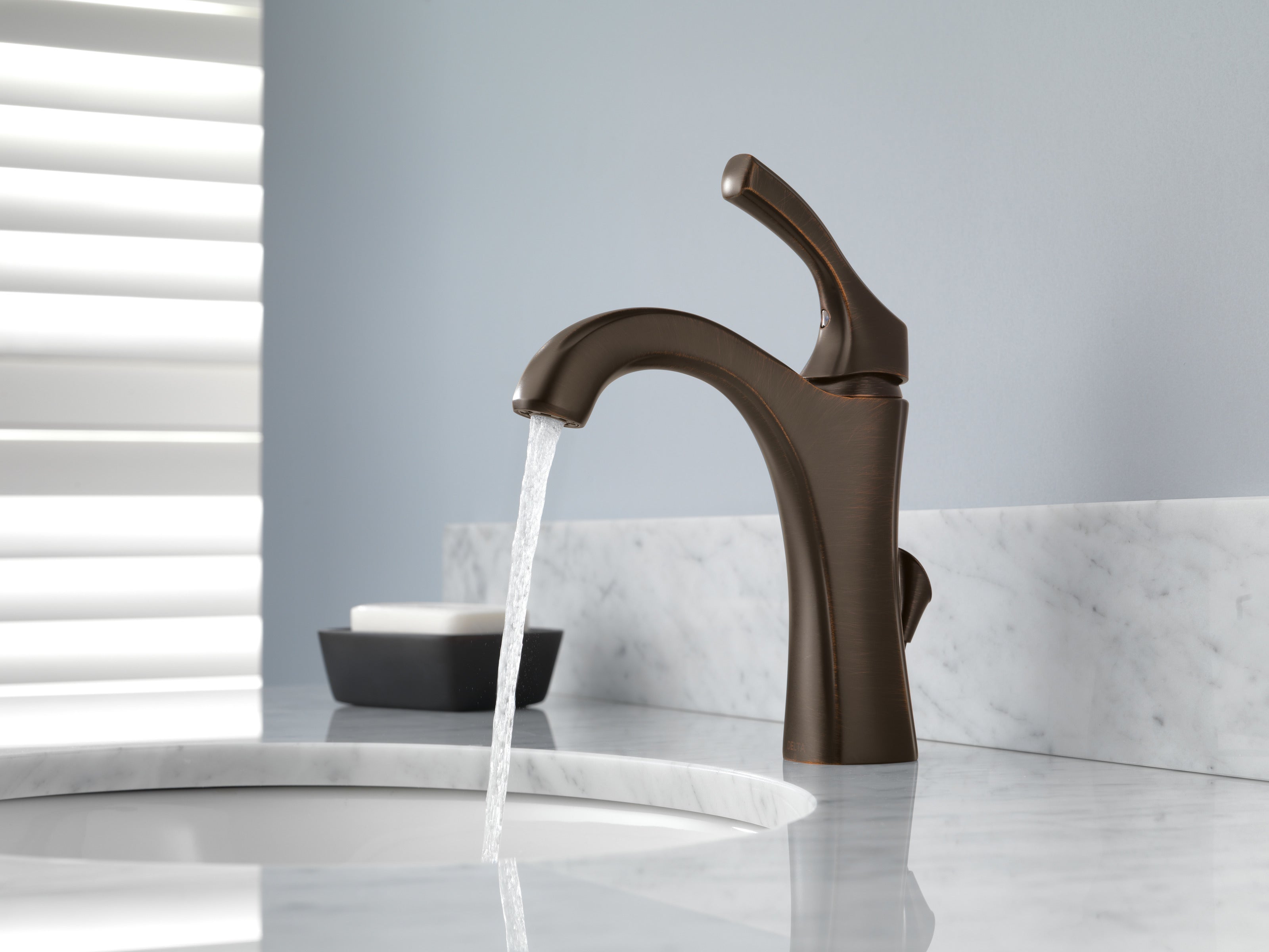 Delta Addison Single Hole Bathroom Faucet in Venetian Bronze - 592 RB DST - Modern Waterfall Spout Design for Bathroom Sink, Vanity, and Powder Room