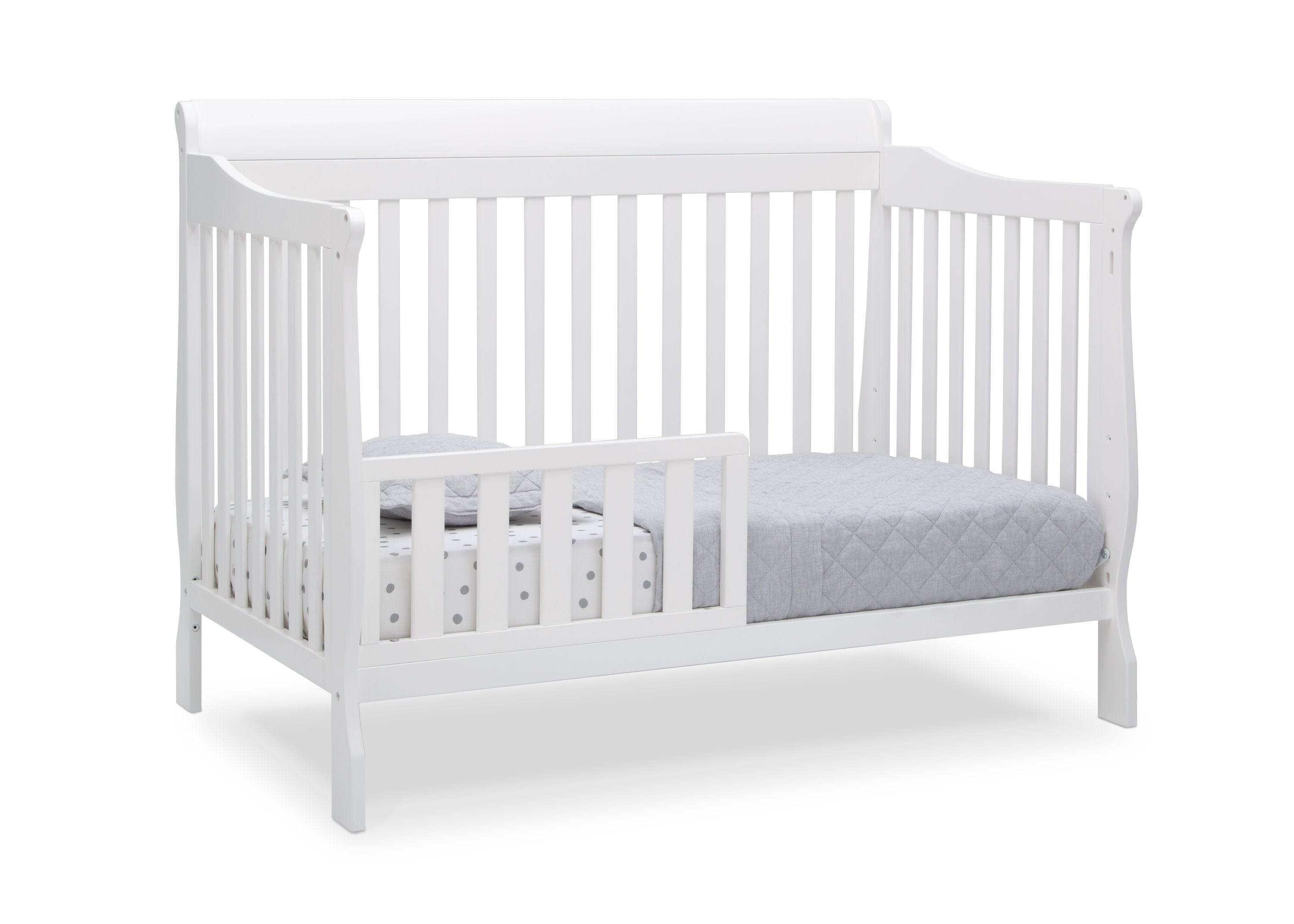6-in-1 Convertible Baby Crib with Toddler Bed Conversion - Canton White Nursery Furniture for Newborn to Teen - Perfect for Small Spaces & Modern Nurseries