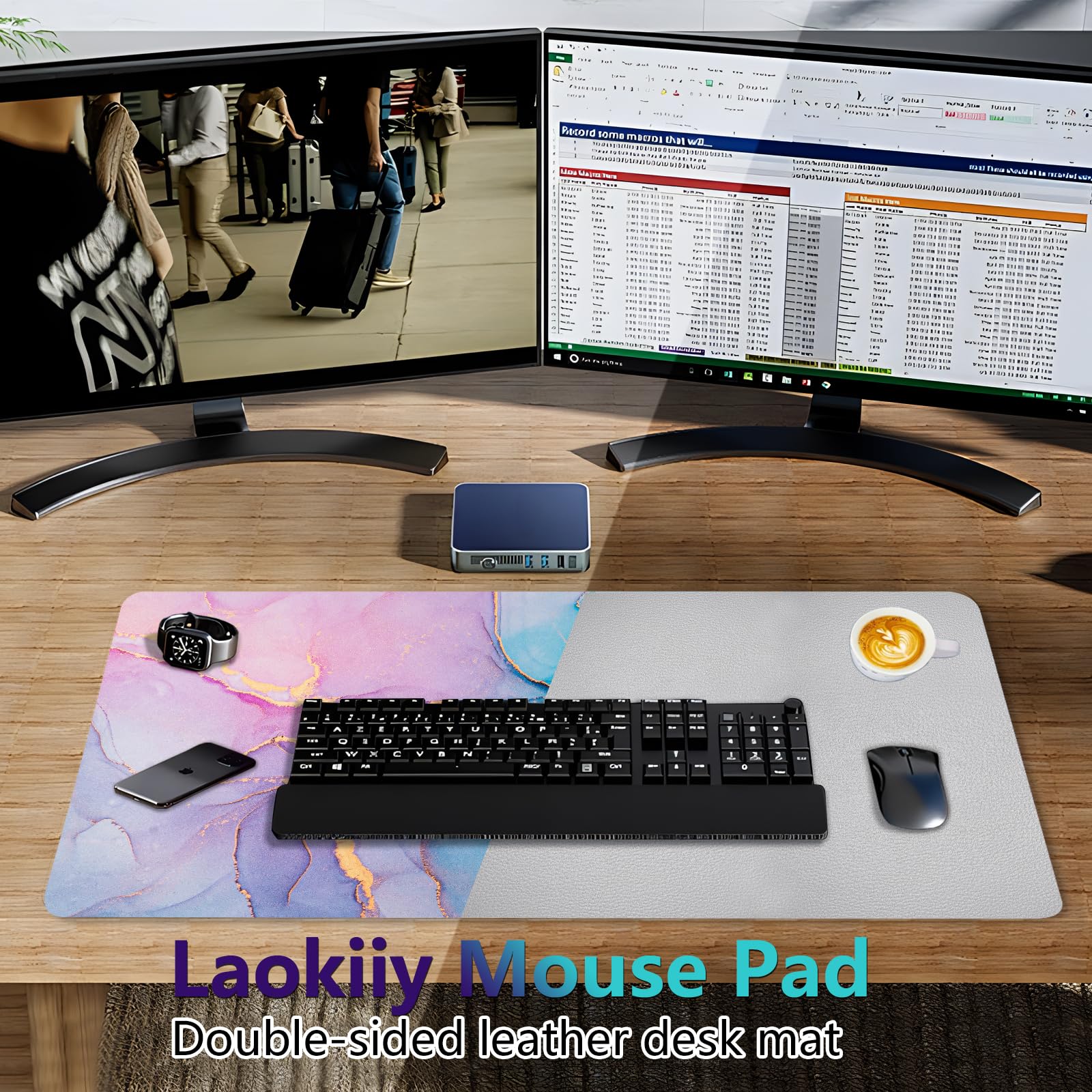 Premium Dual-Sided Leather Desk Mat - Large 31.5