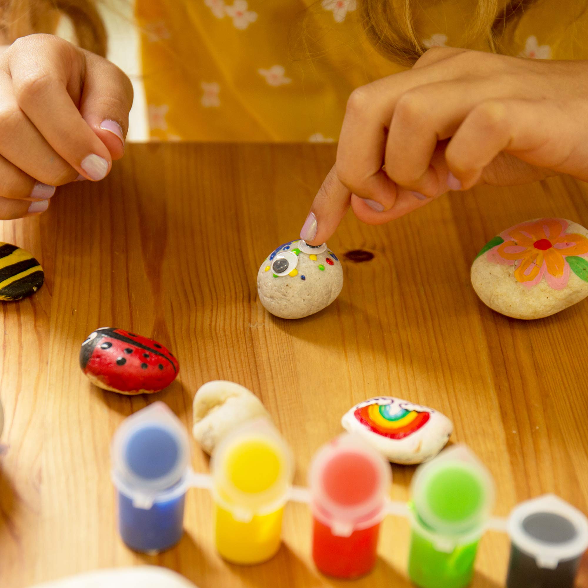 Creative Roots Paint Your Own Rock Pets Kit by Horizon Group USA - 6 Vibrant Colors, Paint Brush, Wiggly Eyes & Glue Included - Fun DIY Rock Painting Activity for Kids - Perfect for Birthday Parties, Classroom Projects & Creative Playtime