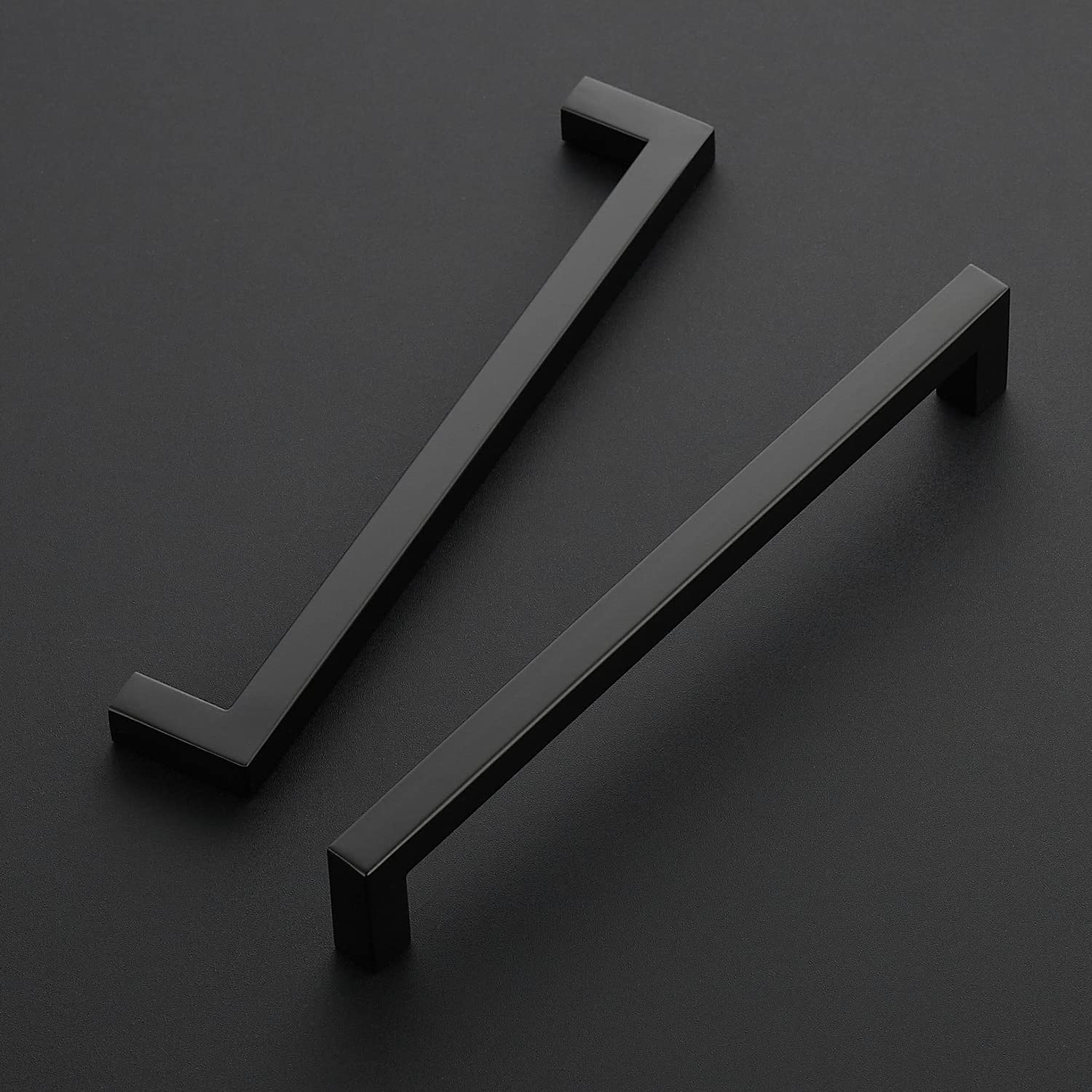 Ravinte 5-Pack 8 Inch Square Cabinet Handles - Matte Black Kitchen Cabinet Pulls & Drawer Handles - Durable Cabinet Hardware for Kitchen, Bathroom & Office (Modern Home Upgrade)