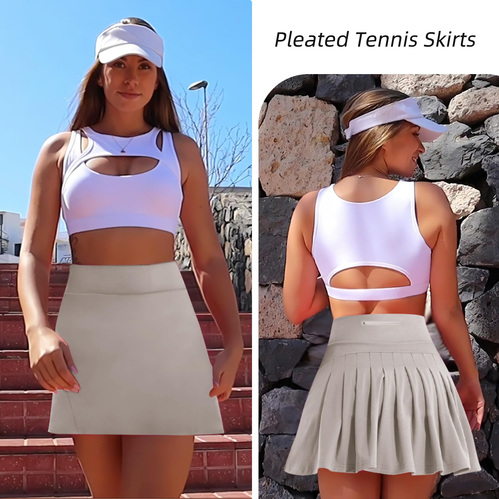 Betaven Women's Pleated Tennis Skirts with Pockets & Built-in Shorts - High Waisted Athletic Skort for Golf, Running & Activewear - Perfect for Sports, Workouts & Casual Wear