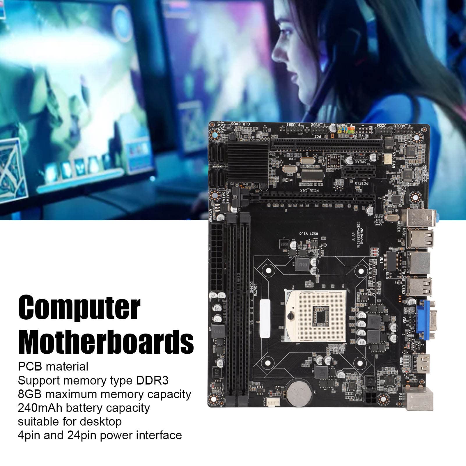 NestNiche 1288 Pin DDR3 Dual Channel Gaming Motherboard - Compatible with Intel Pentium, i3, i5, i7 Processors | VGA & HDMI Support | Ideal for Gaming PCs, Home Theater & Multimedia Workstations