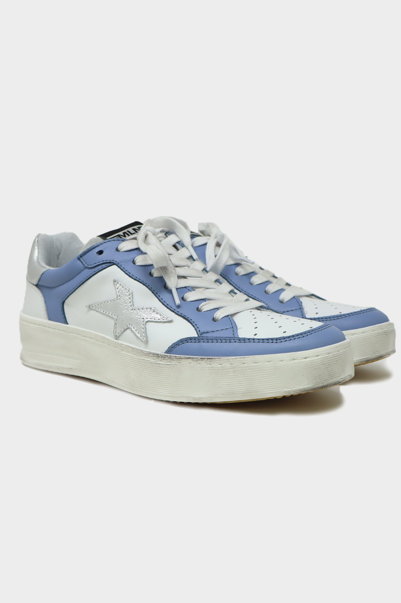 Vintage Star Print Sneakers for Women - Blue & White Retro Casual Shoes | Perfect for Everyday Wear, Street Style & Fashion Outfits