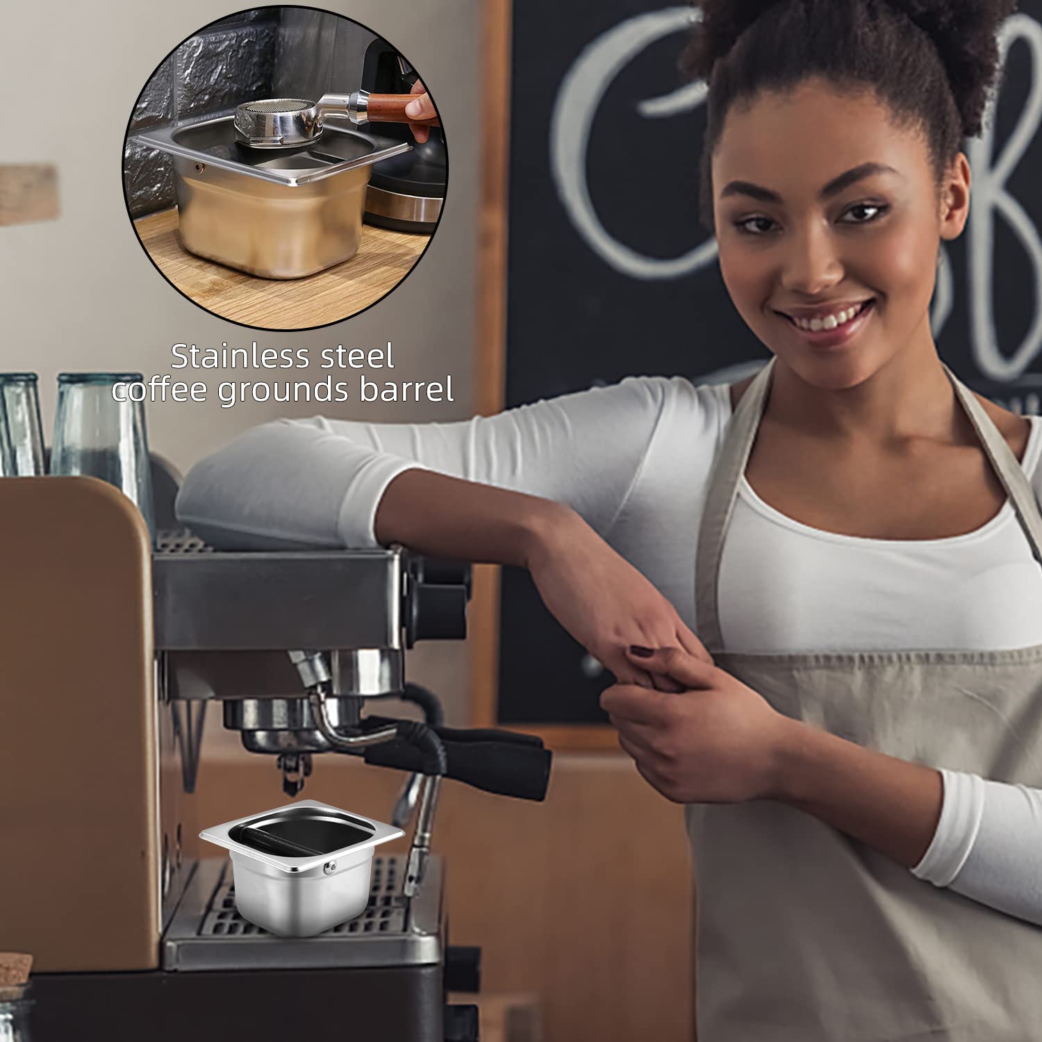 Premium Stainless Steel Coffee Knock Box - Durable Coffee Grounds Container with Easy-Clean Design | Perfect for Espresso Bars, Home Kitchens & Coffee Shops | Essential Barista Accessory for Waste Disposal