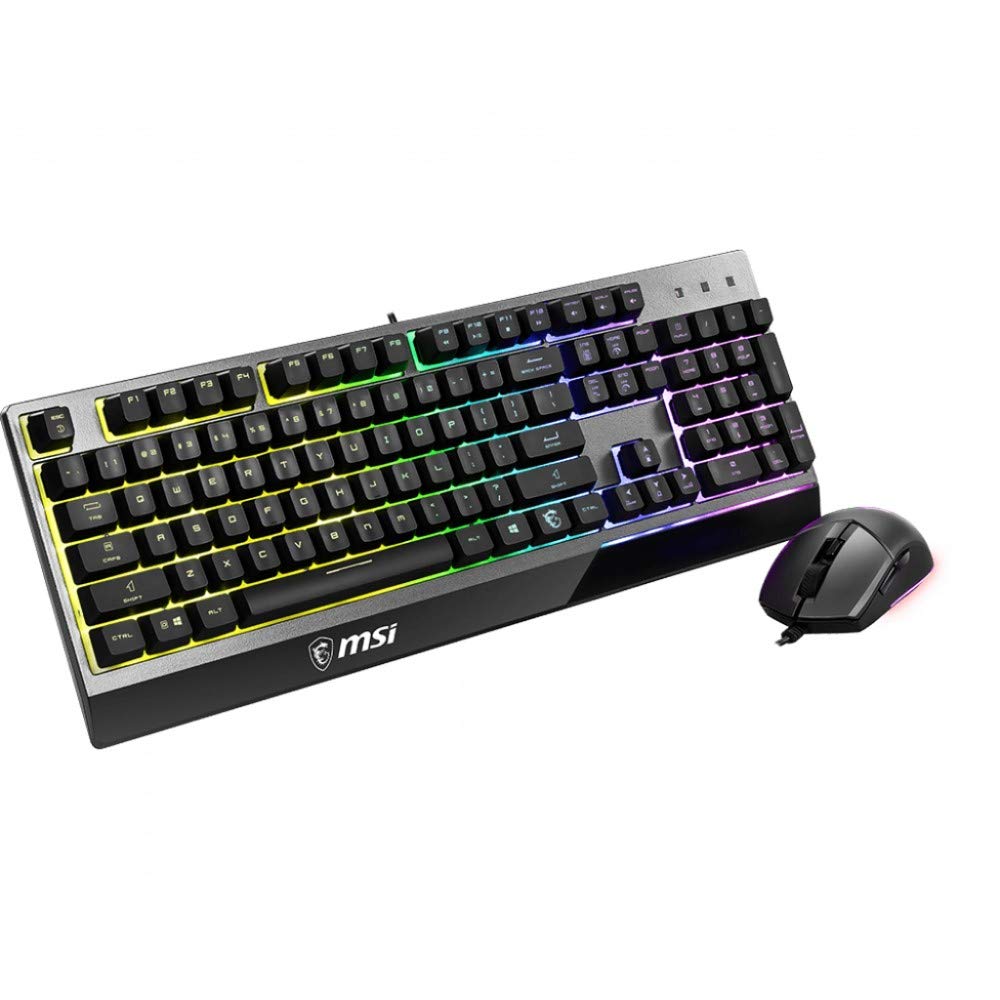 MSI VIGOR GK30 COMBO Gaming Keyboard and Mouse Bundle - UK Layout, Mechanical Membrane Switches, 6-Zone RGB Keyboard & Dual-Zone RGB Mouse, 5000 DPI Optical Sensor - Perfect for PC Gaming, Esports & Streaming Setup