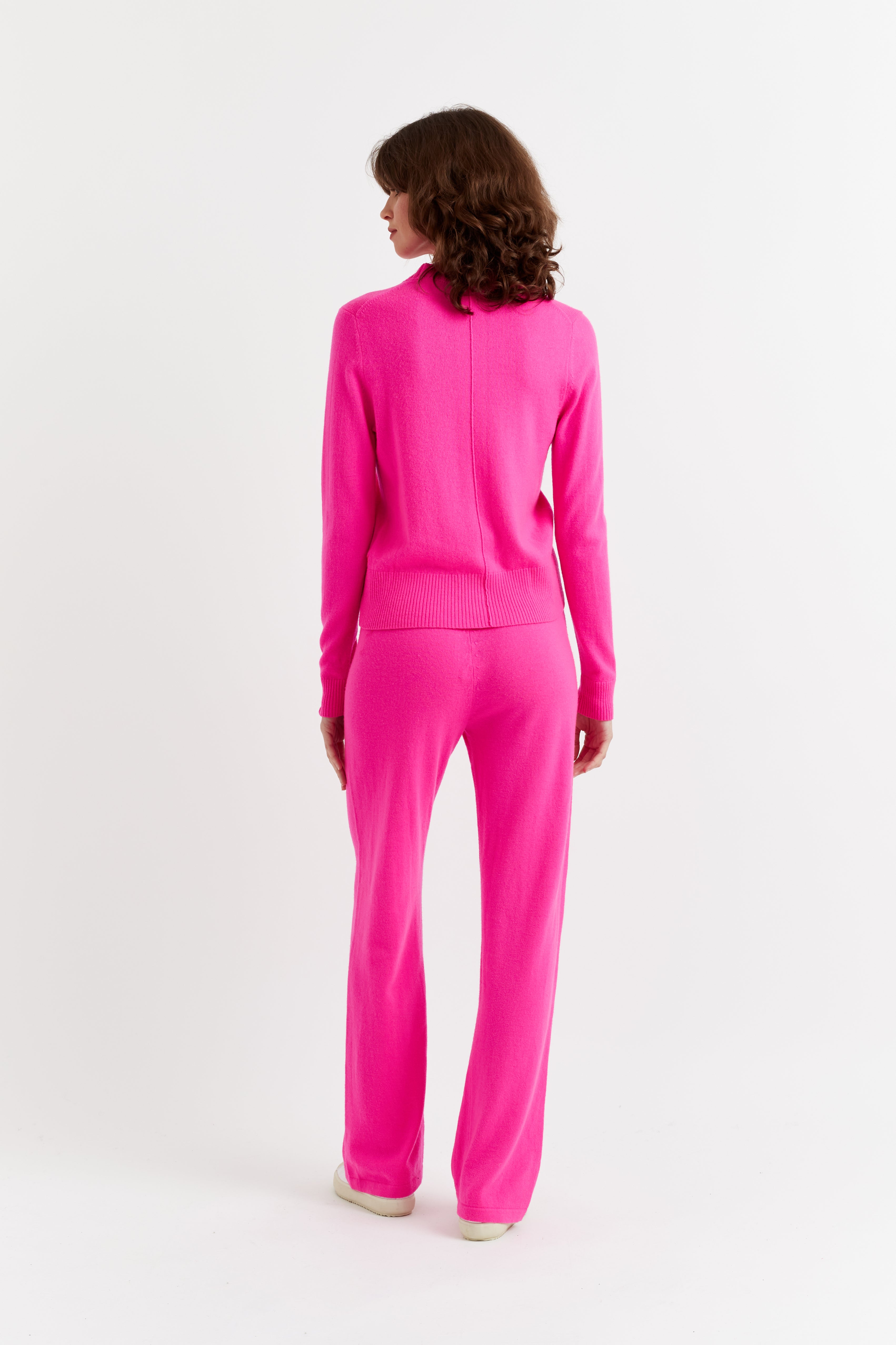 Fuchsia Wool Cashmere Cropped Sweater for Women - Soft Winter Pullover for Casual Outings & Date Nights