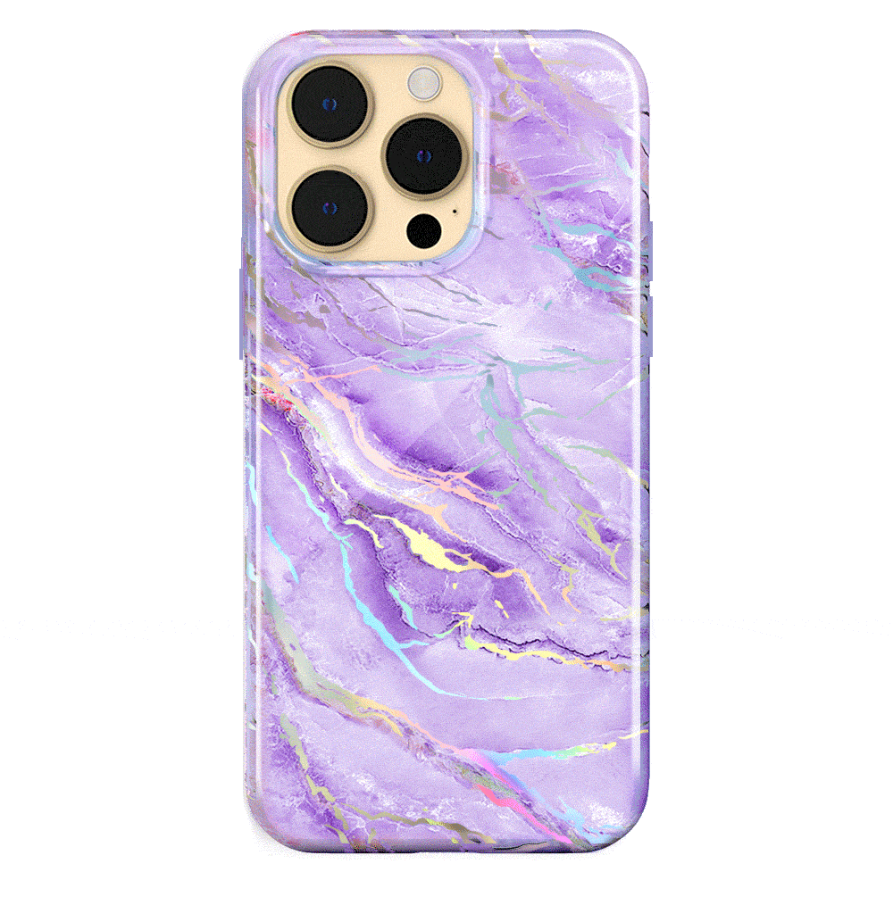 Purple Holographic Moonstone iPhone Case - Durable & Stylish Phone Cover for iPhone 13/14/15 Pro Max - Perfect for Everyday Use, Travel & Gift Giving