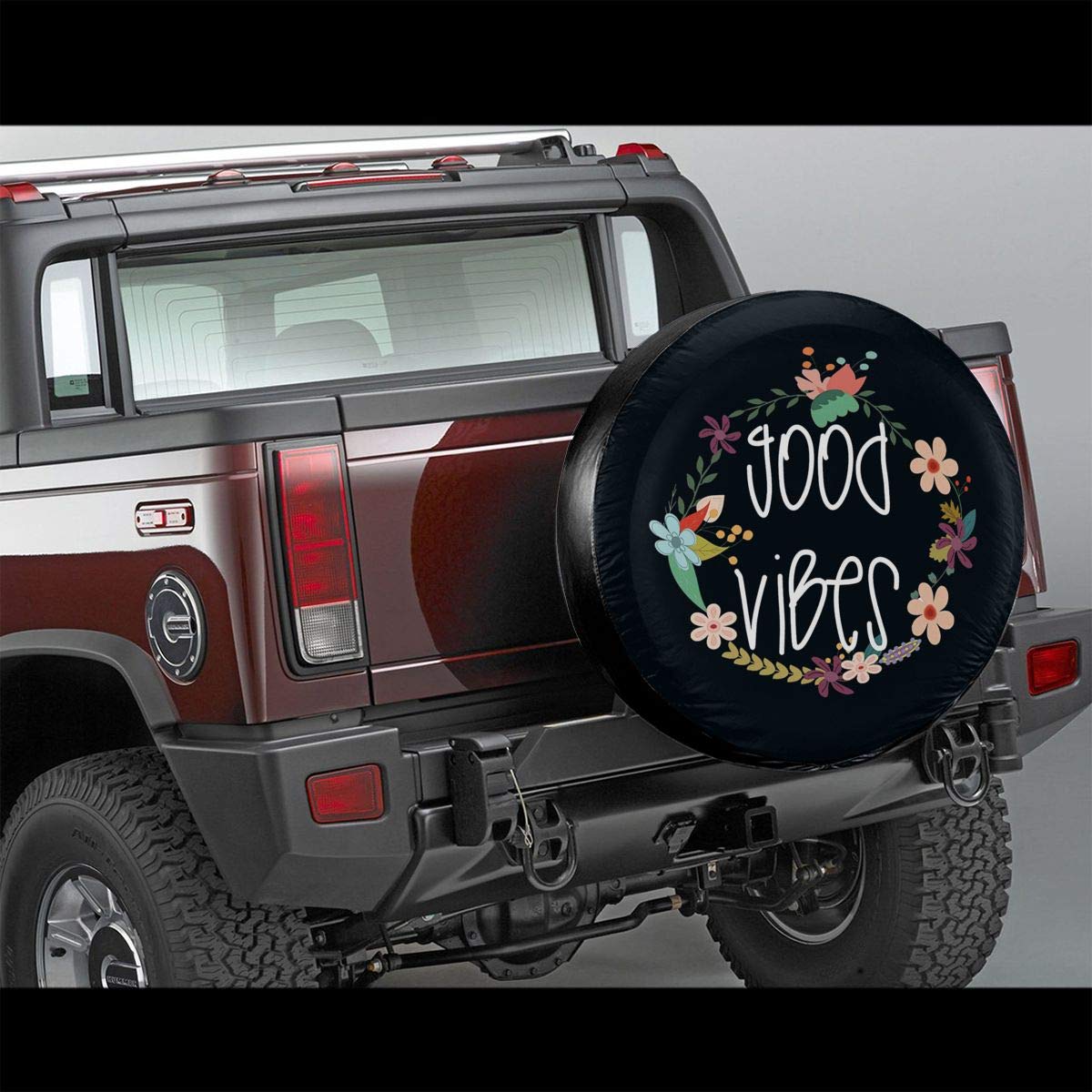 Good Vibes Spare Tire Cover for Jeep, Trailer, RV, Truck - 14, 15, 16, 17 Inch Sunscreen, Dustproof & Corrosion Proof Wheel Protector | Perfect for Off-Road Adventures & Camping Trips